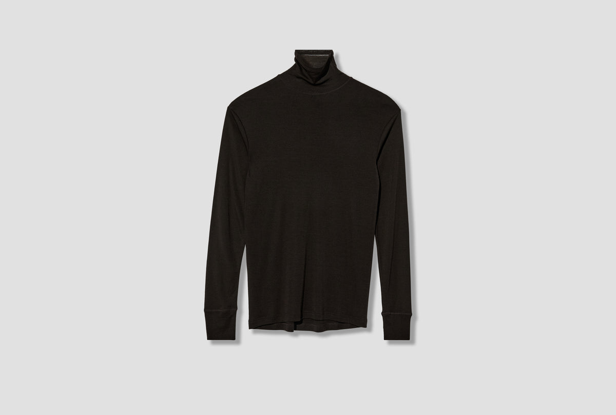 TURTLENECK TOP - WOOL SILK JERSEY TS0032 LJ1068 Dark brown