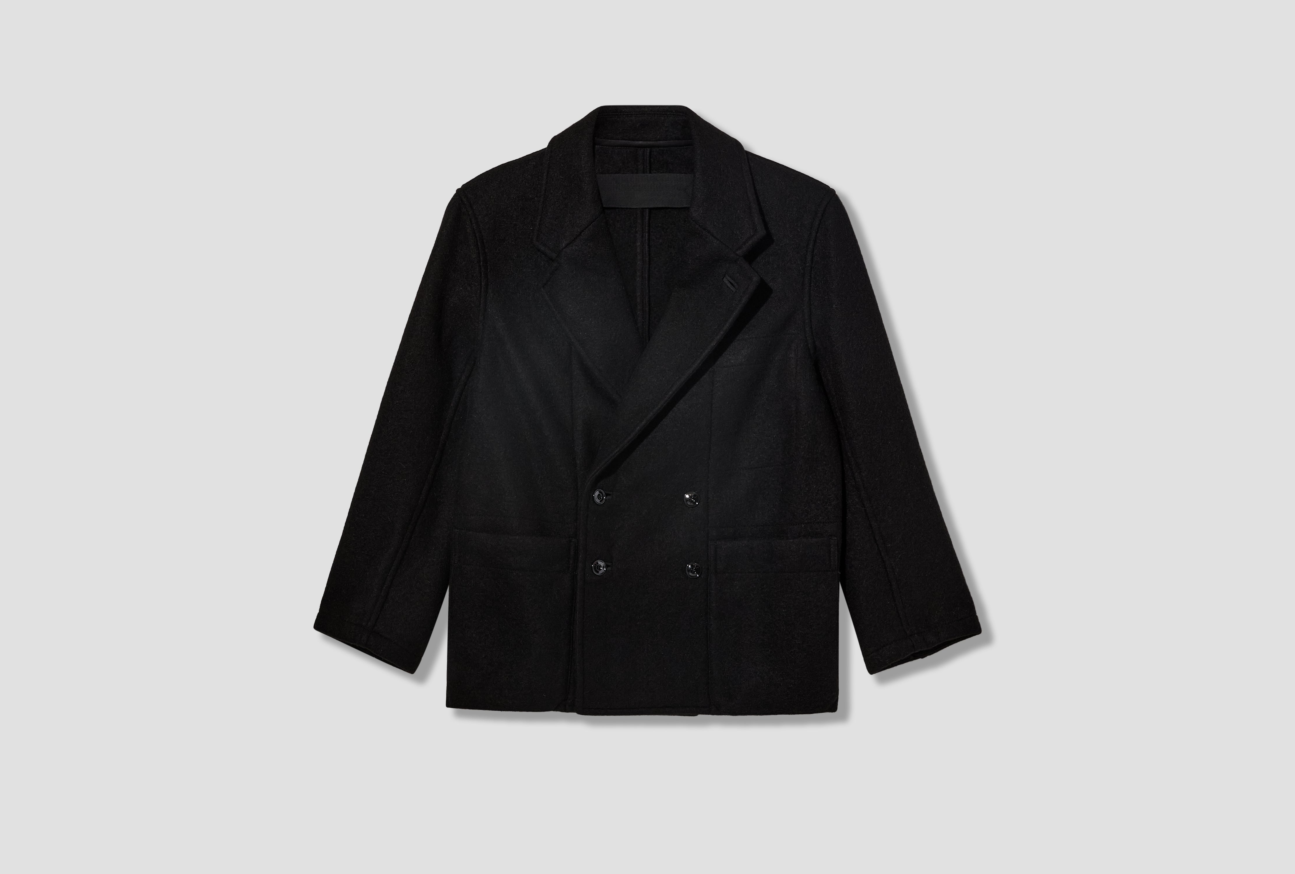 SHORT DB COAT - FELTED WOOL ALPACA CO1166 LF1700 Black