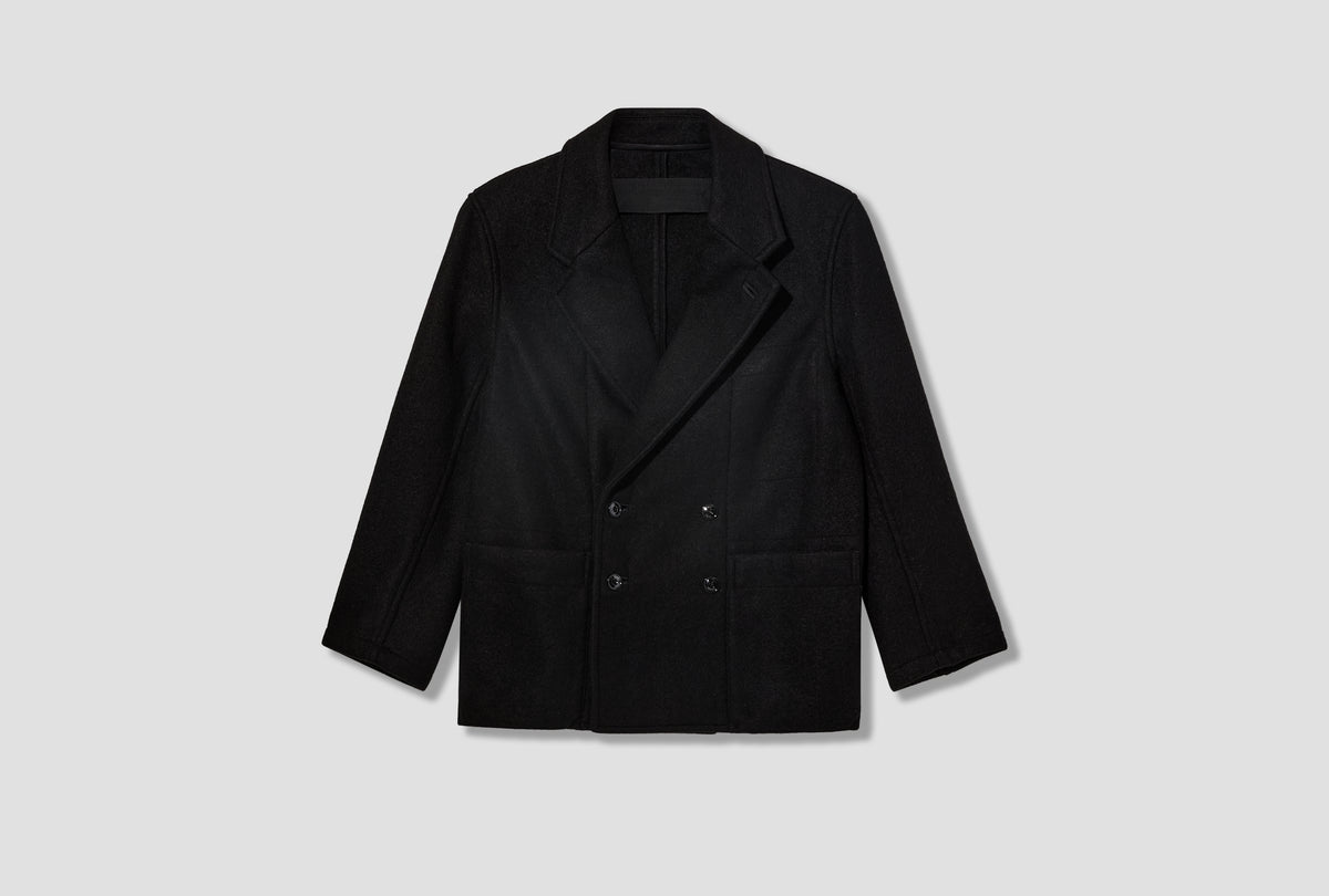 SHORT DB COAT - FELTED WOOL ALPACA CO1166 LF1700 Black