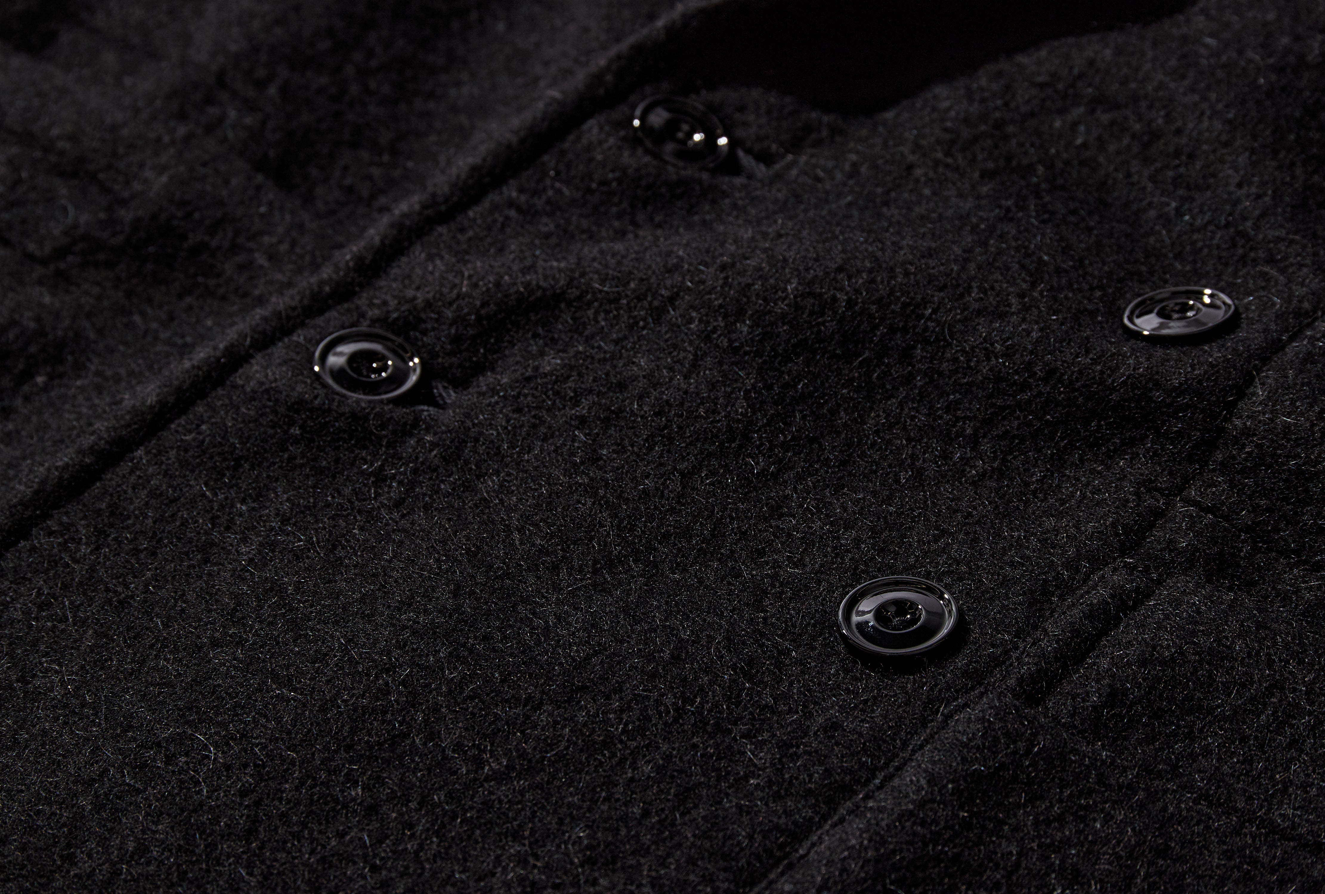SHORT DB COAT - FELTED WOOL ALPACA CO1166 LF1700 Black