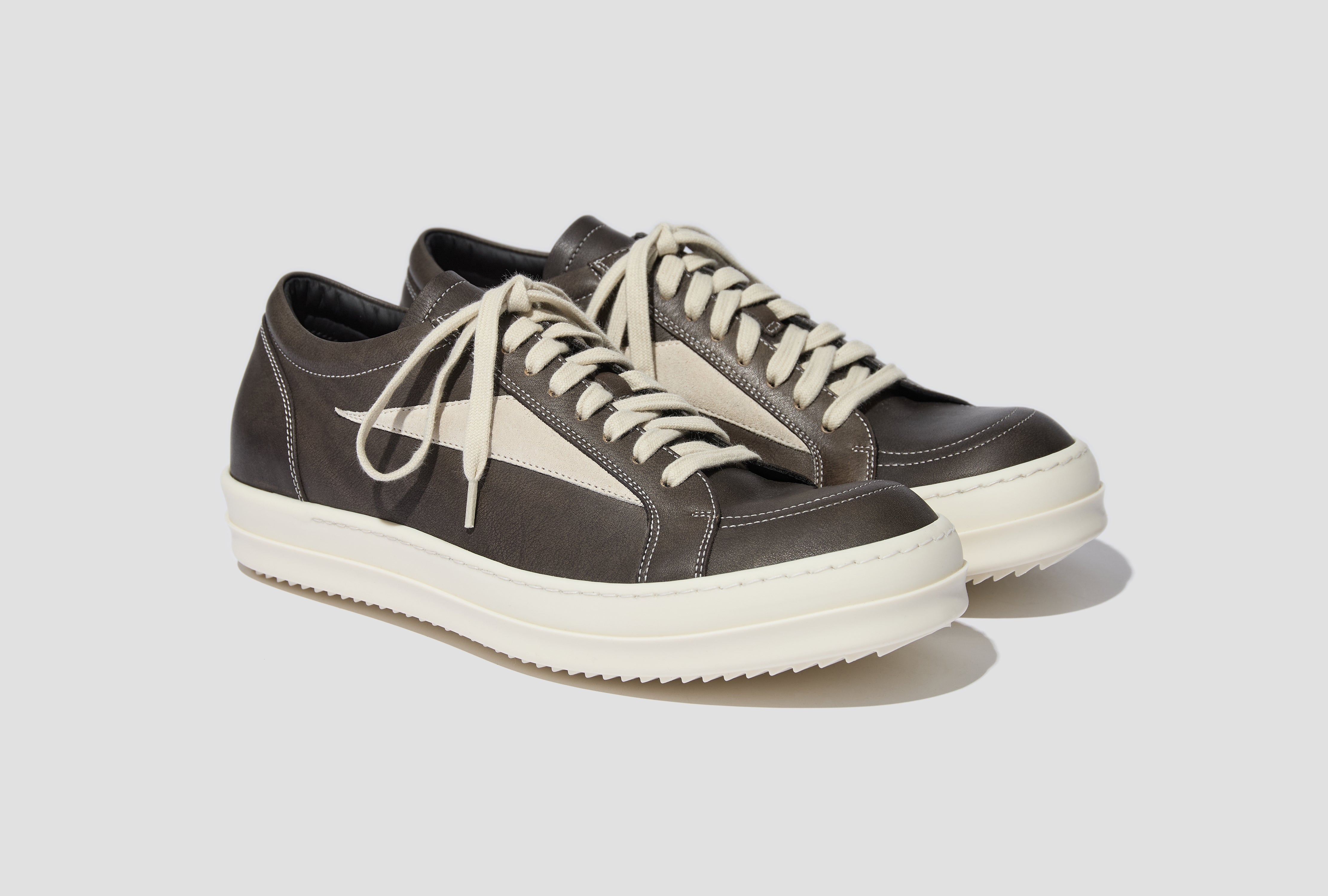 VINTAGE SNEAKS - DELAVE CALF AND SUEDE LEATHER / WASHED BLACK/MILK/MILK RR02F4897 LCDLVS