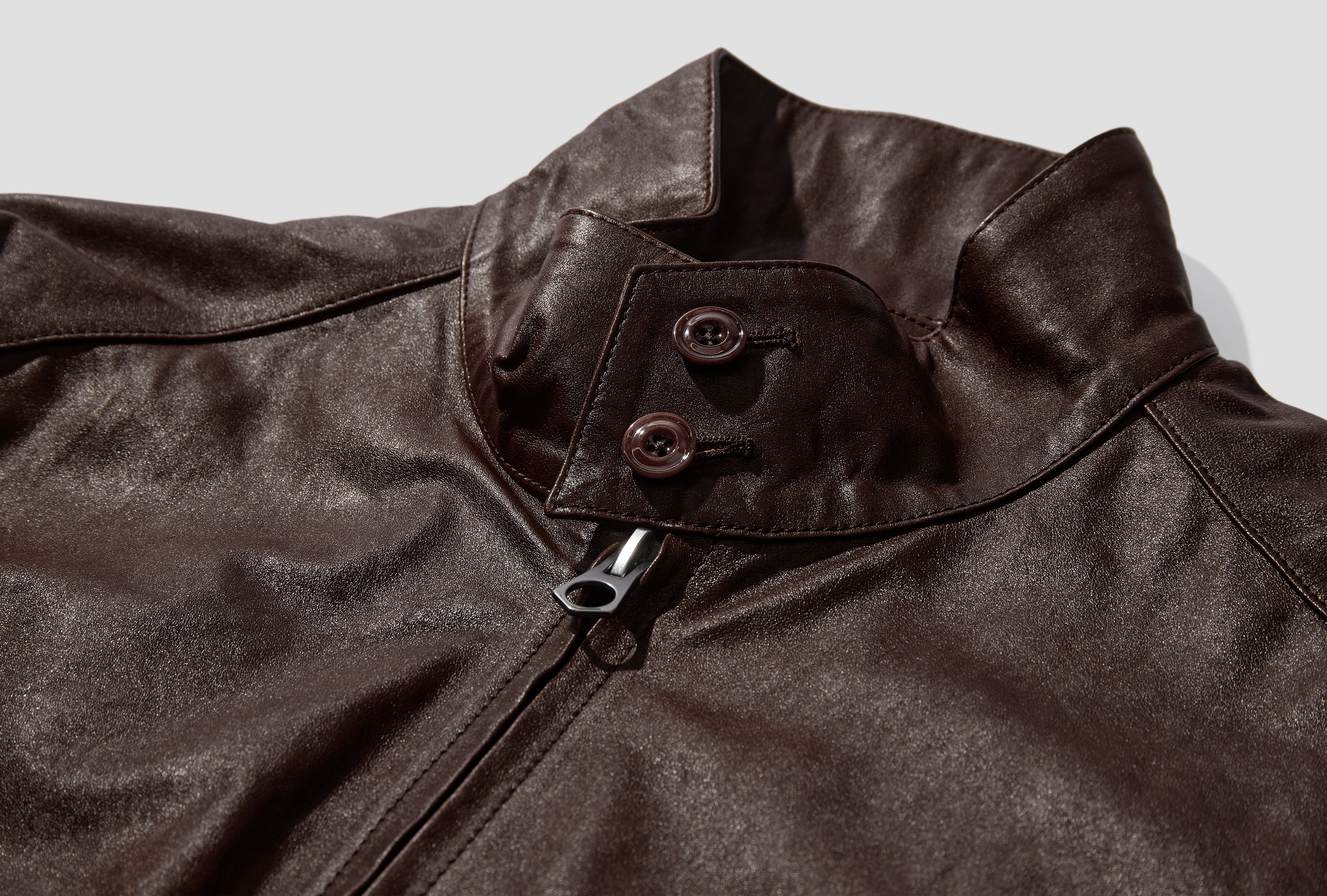 LEATHER HARRINGTON BLOUSON - GLOSSY COW LEATHER OW1287 LL0225 Red