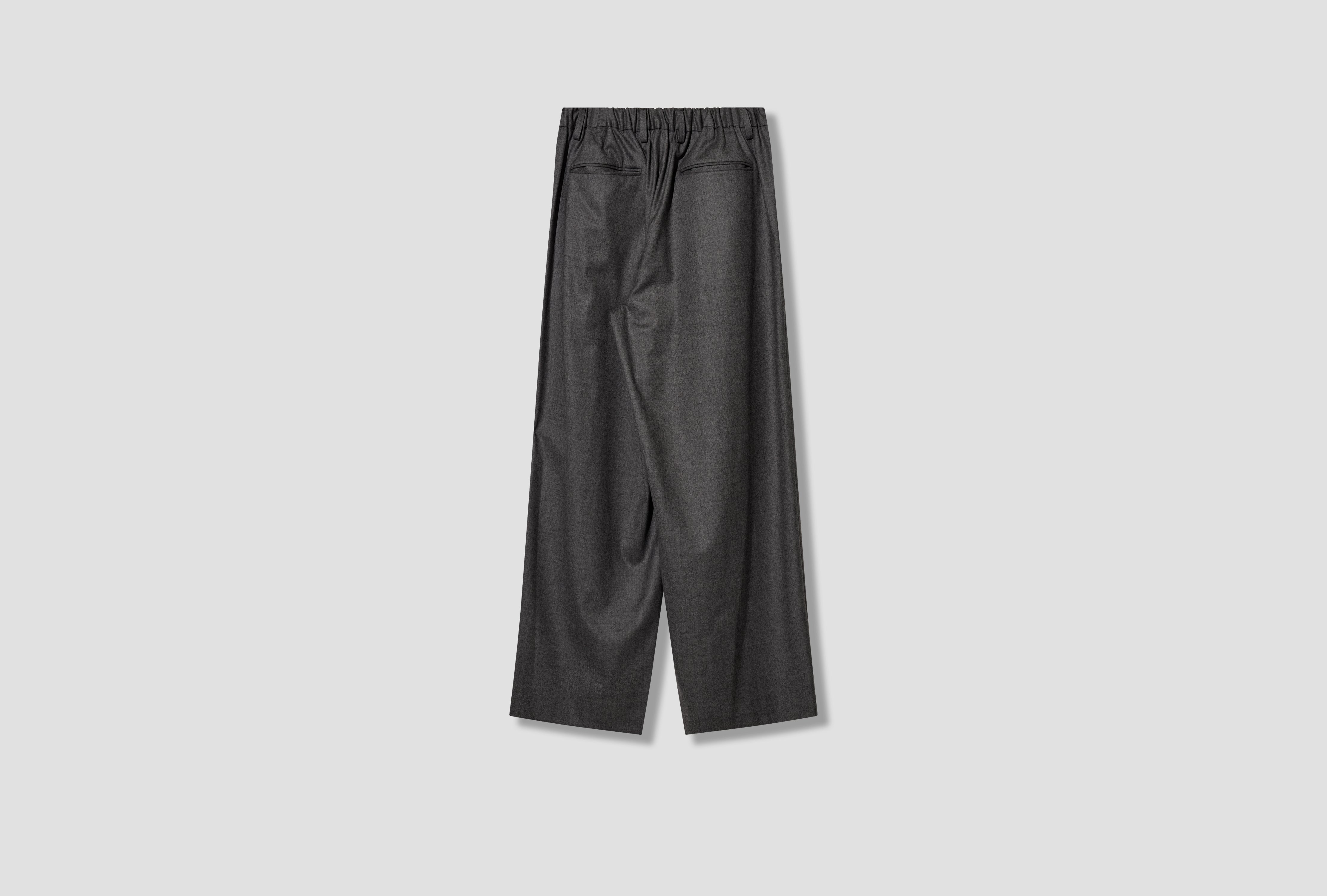 WOOL FLANNEL EASY WIDE TROUSERS ST.1609 Grey