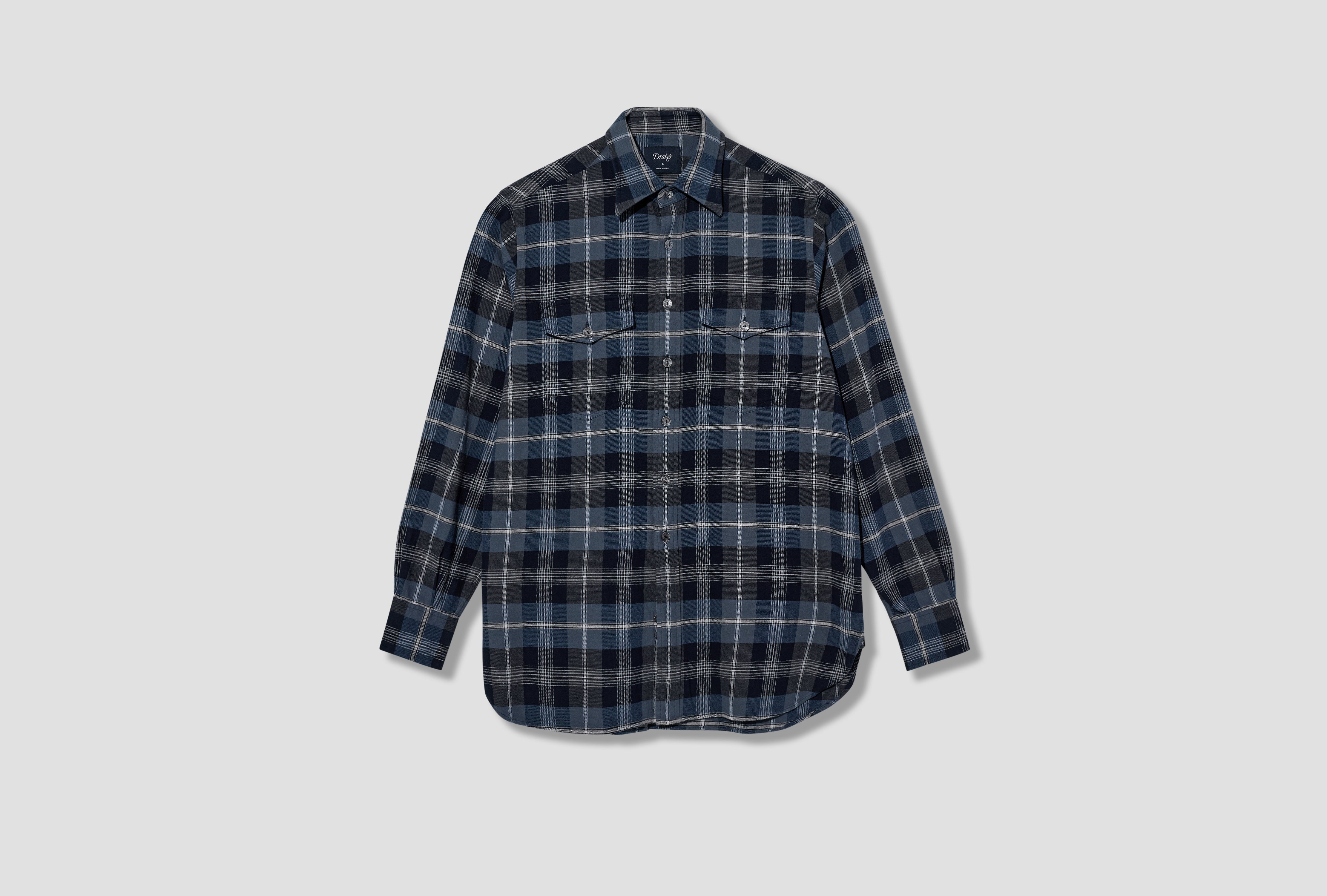 LONG POINT TWO-POCKET CHECK SHIRT DR2A4Q 26668-01 Blue