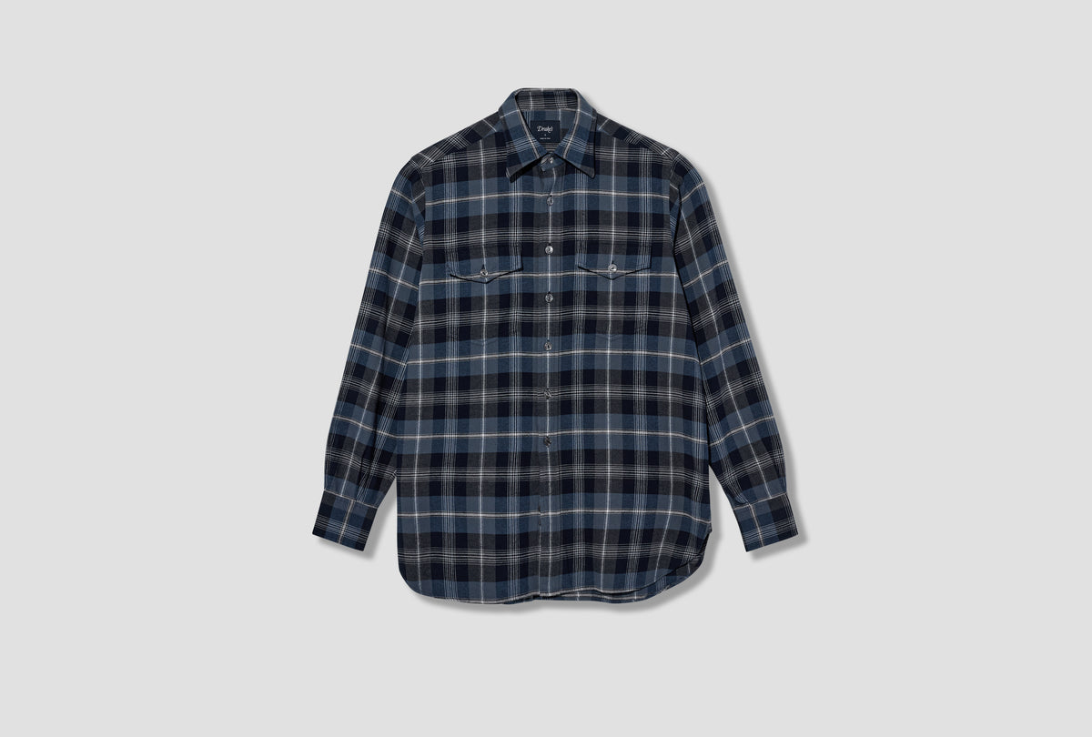 LONG POINT TWO-POCKET CHECK SHIRT DR2A4Q 26668-01 Blue