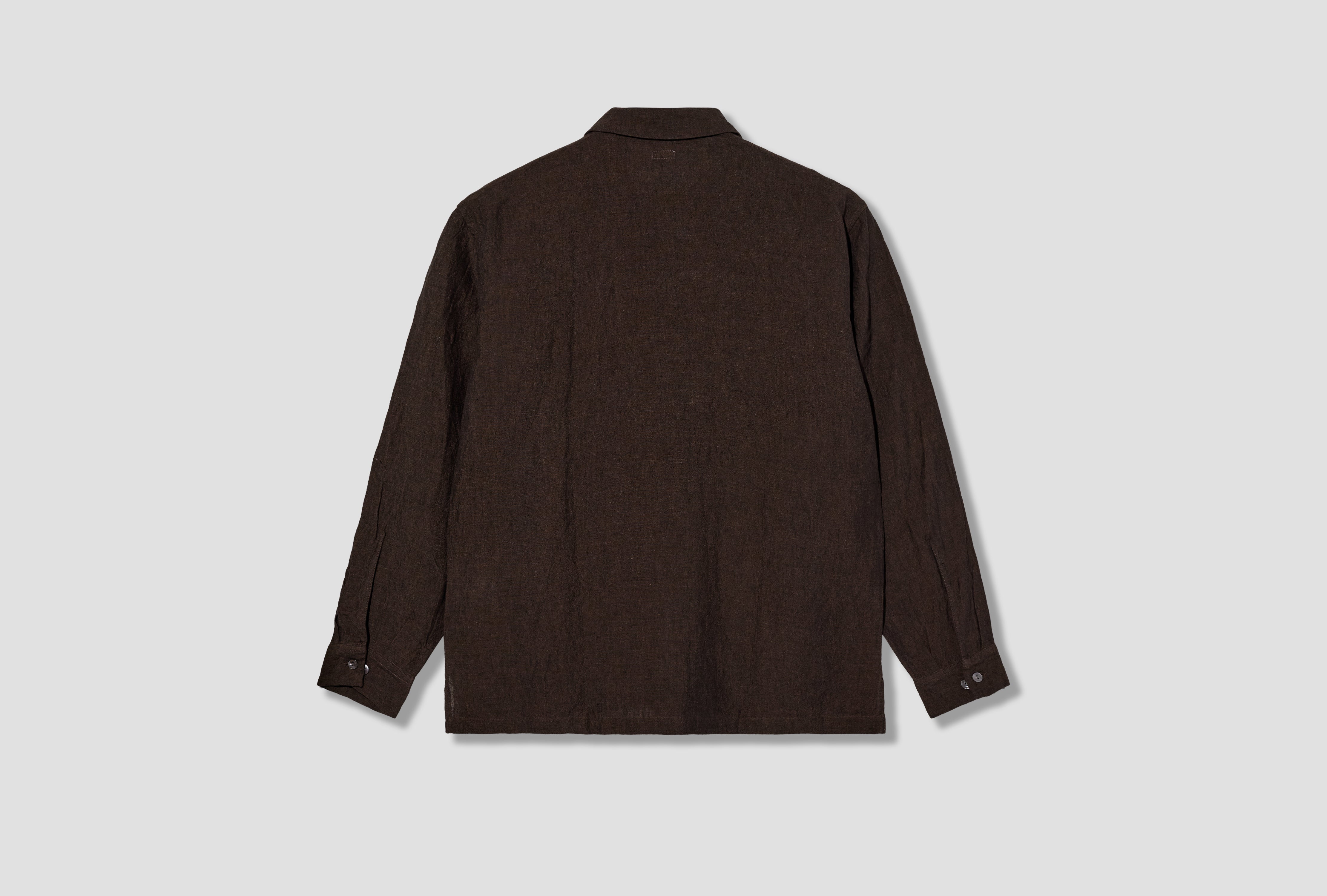 MARTYN SHIRT - LINEN CROSSWEAVE / BROWN & BLACK AW-026-006