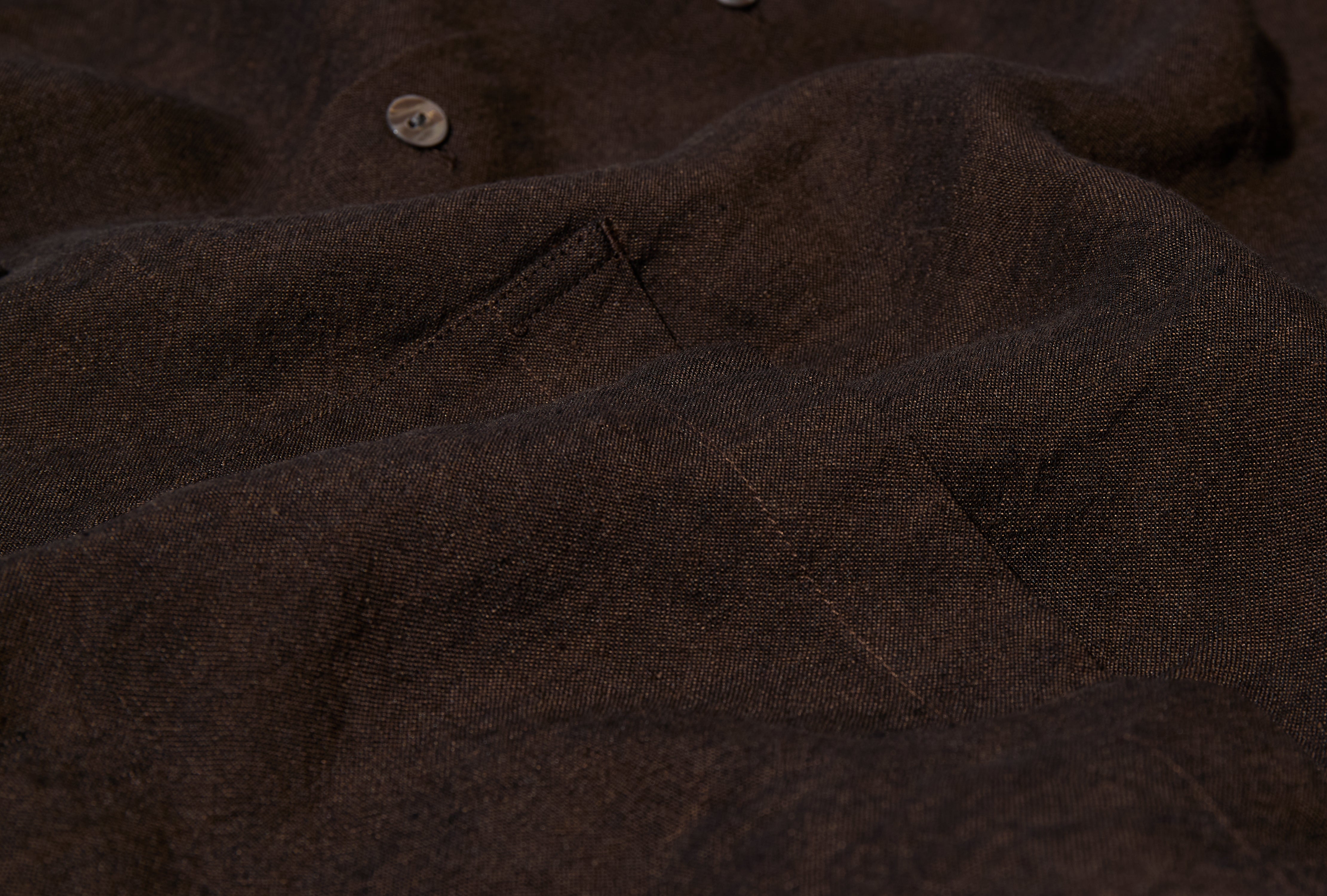 MARTYN SHIRT - LINEN CROSSWEAVE / BROWN & BLACK AW-026-006