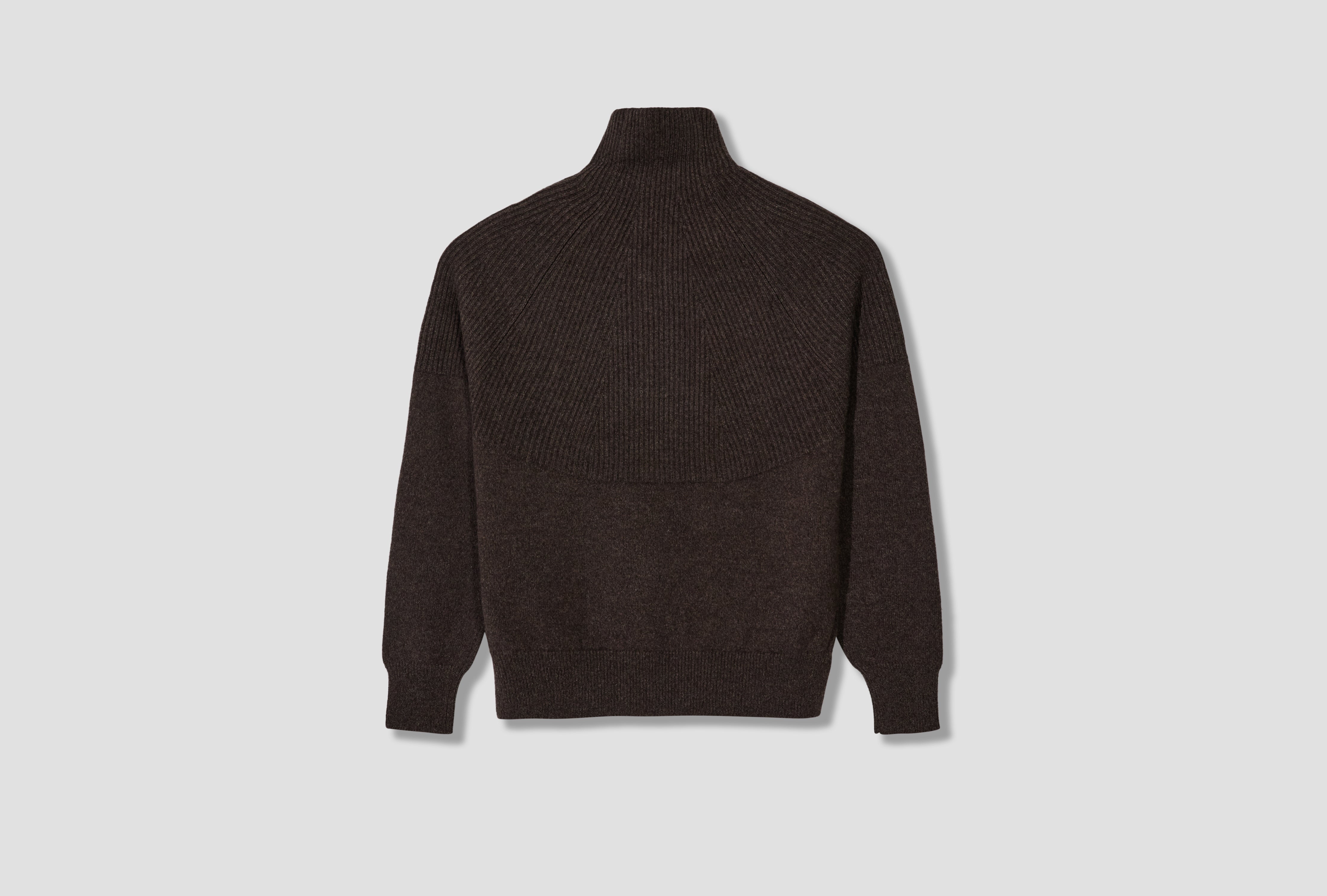 BASHO - CASHMERE WOOL FELTED HALF ZIP NN-2103K18 Brown