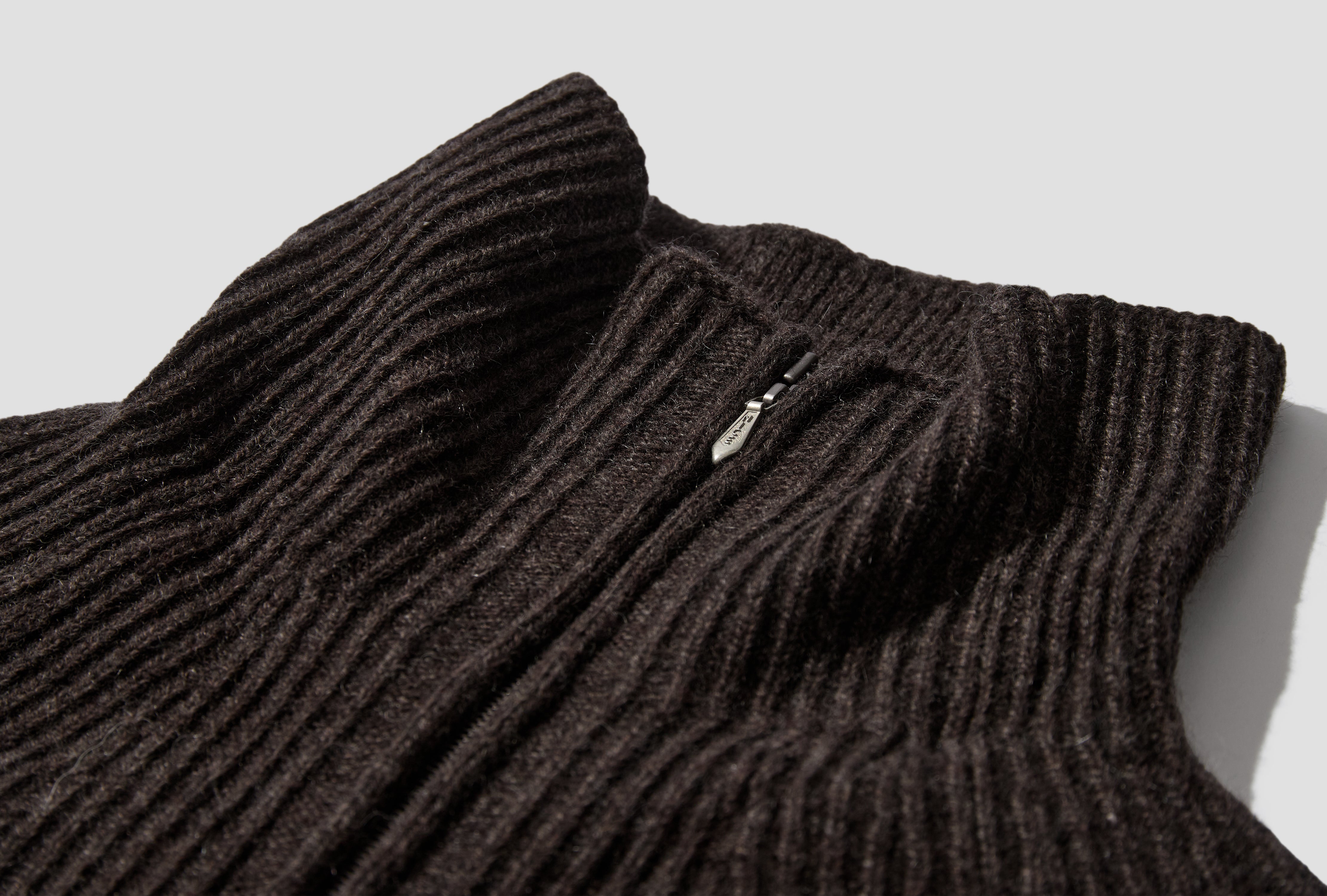 BASHO - CASHMERE WOOL FELTED HALF ZIP NN-2103K18 Brown