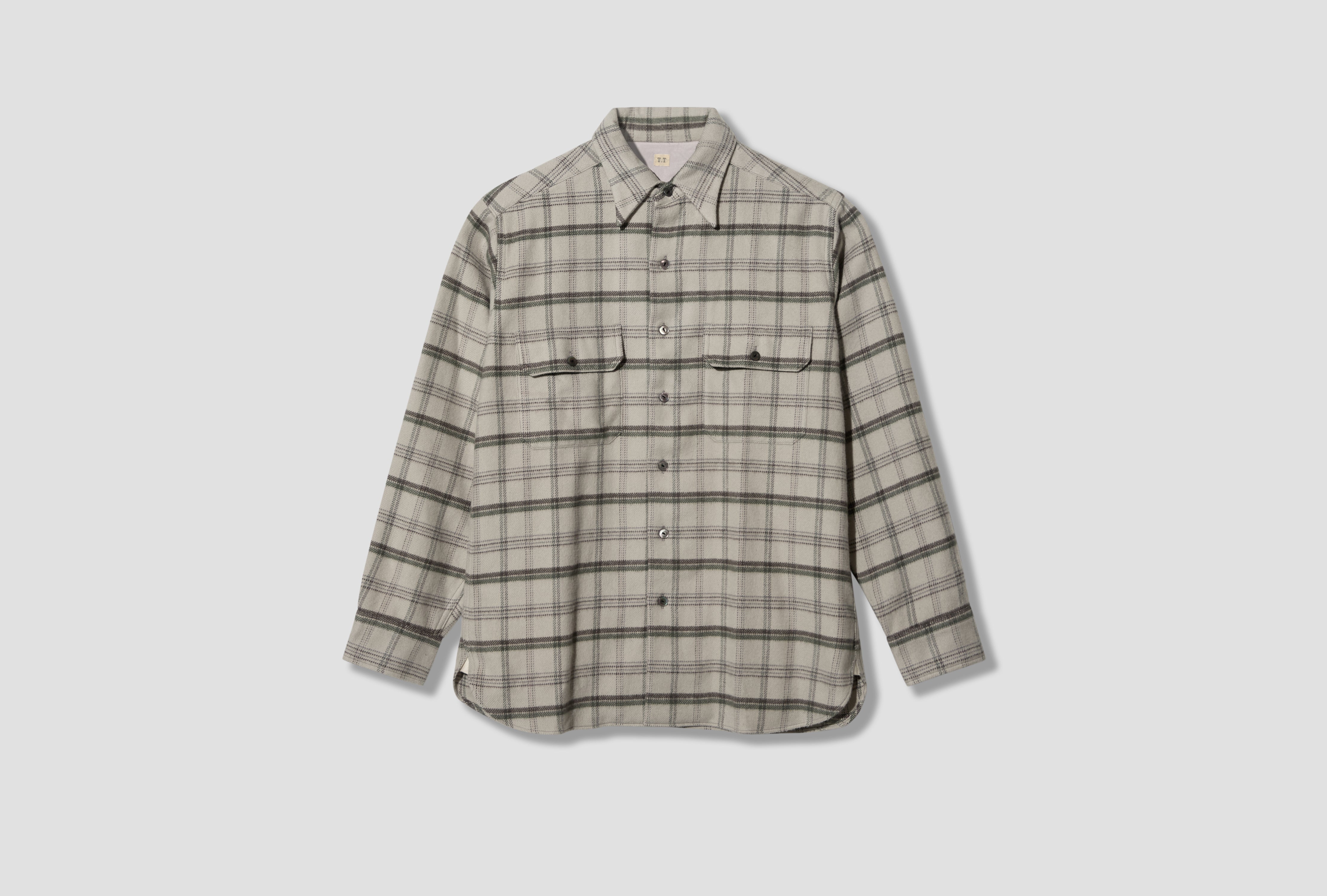 LOT.122 ONE-PIECE COLLAR SPORTS SHIRT - LIGHT GRAY PLAID TT26AW122