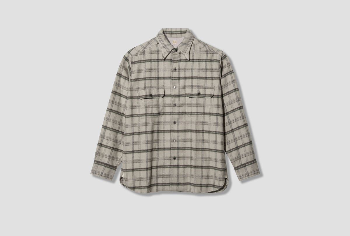 LOT.122 ONE-PIECE COLLAR SPORTS SHIRT - LIGHT GRAY PLAID TT26AW122