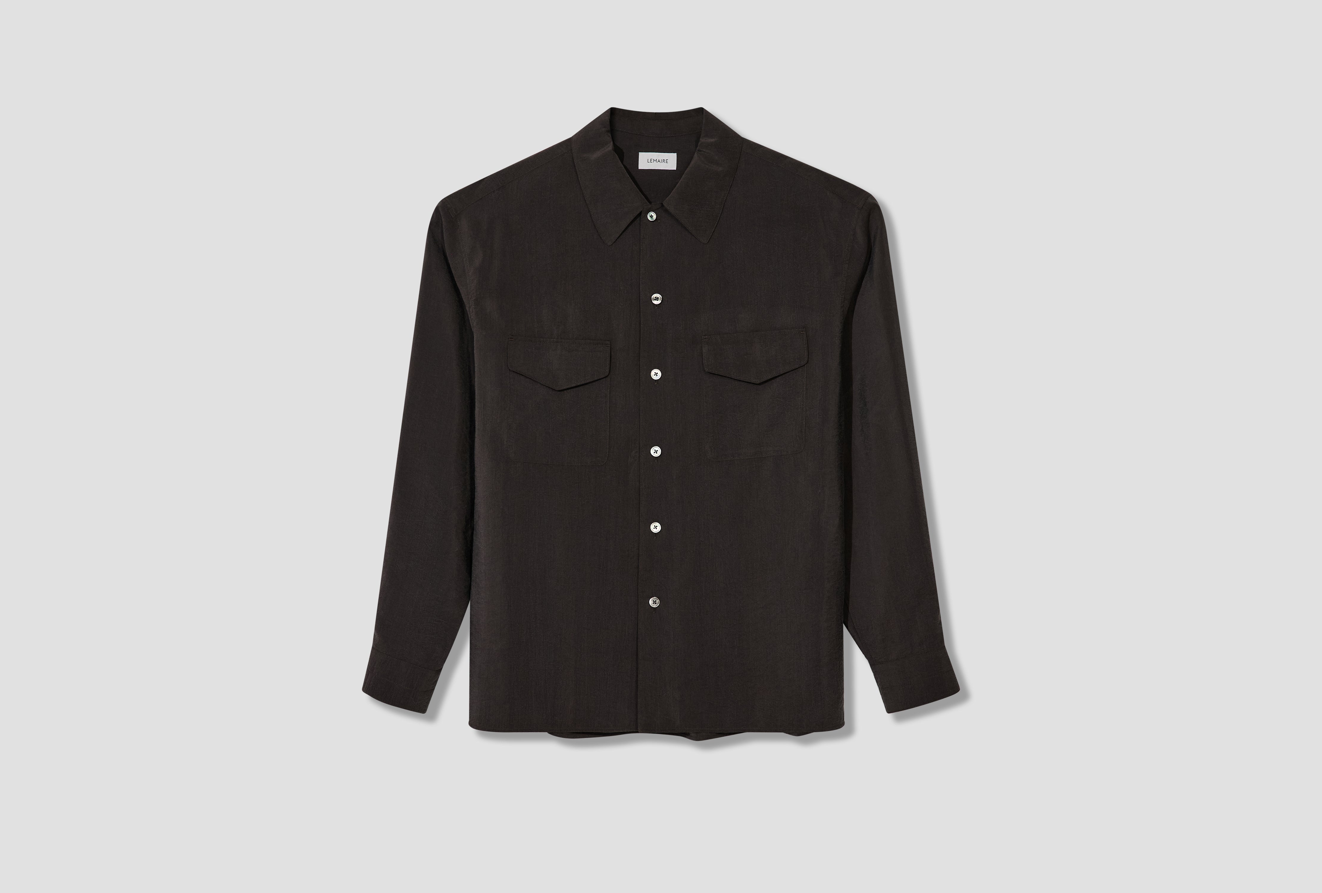 CONVERTIBLE COLLAR SHIRT - DRY SILK SH1305 LF1308 Dark brown
