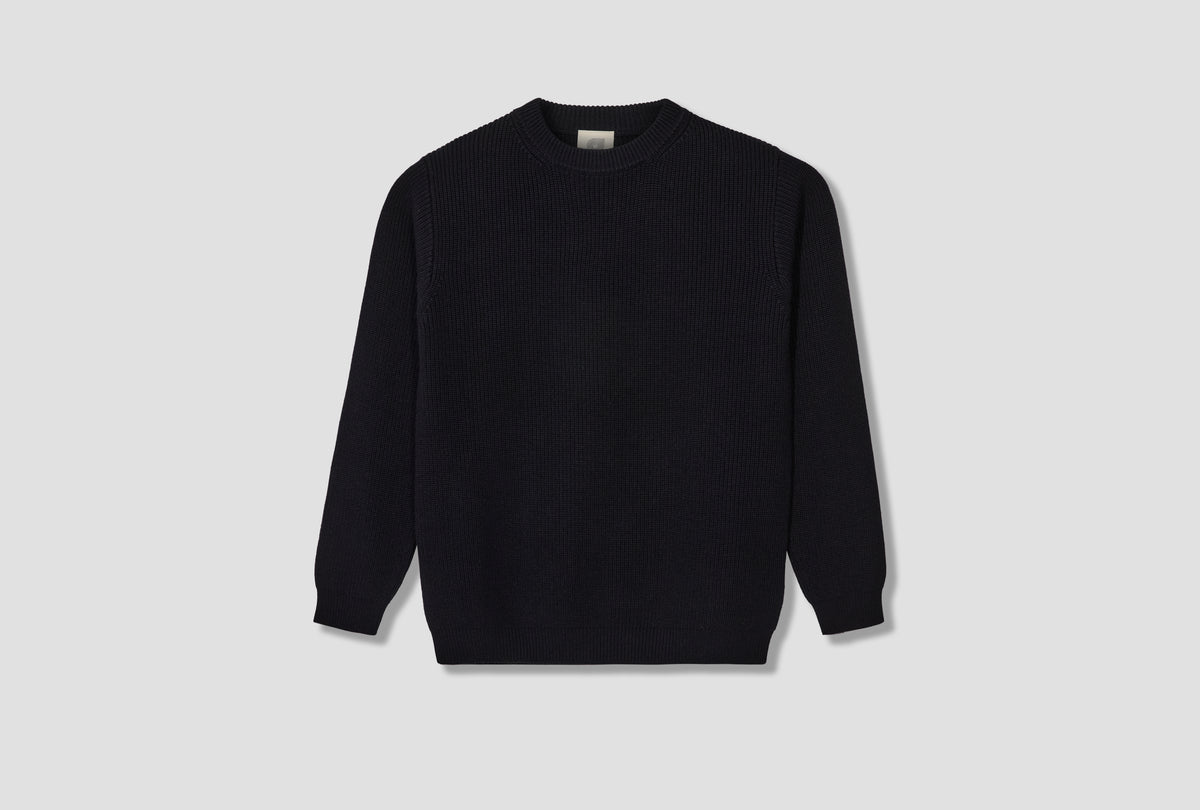 7 GAUGE MERINO CREWNECK - NAVY