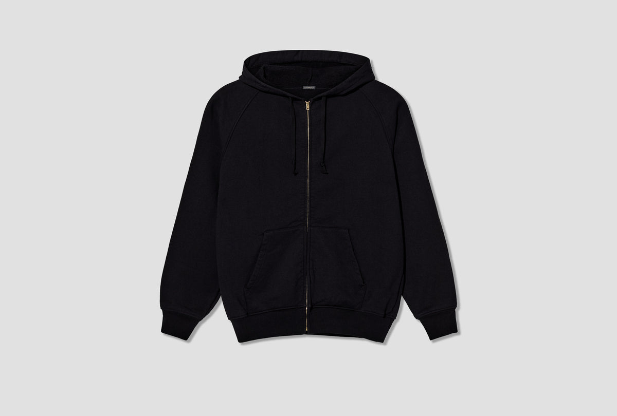 COTTON FLEECE ZIP HOODIE E03-05001 Black
