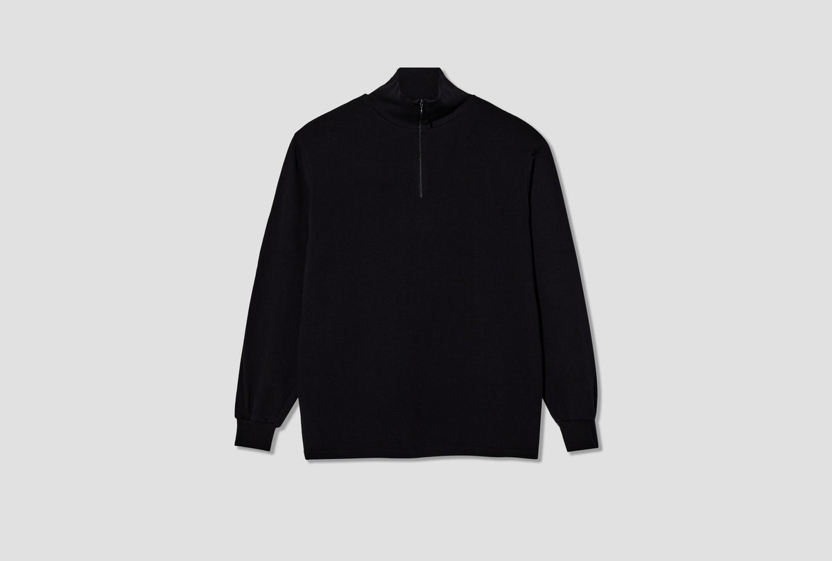 COTTON JERSEY HALF-ZIP E03-05042 Black