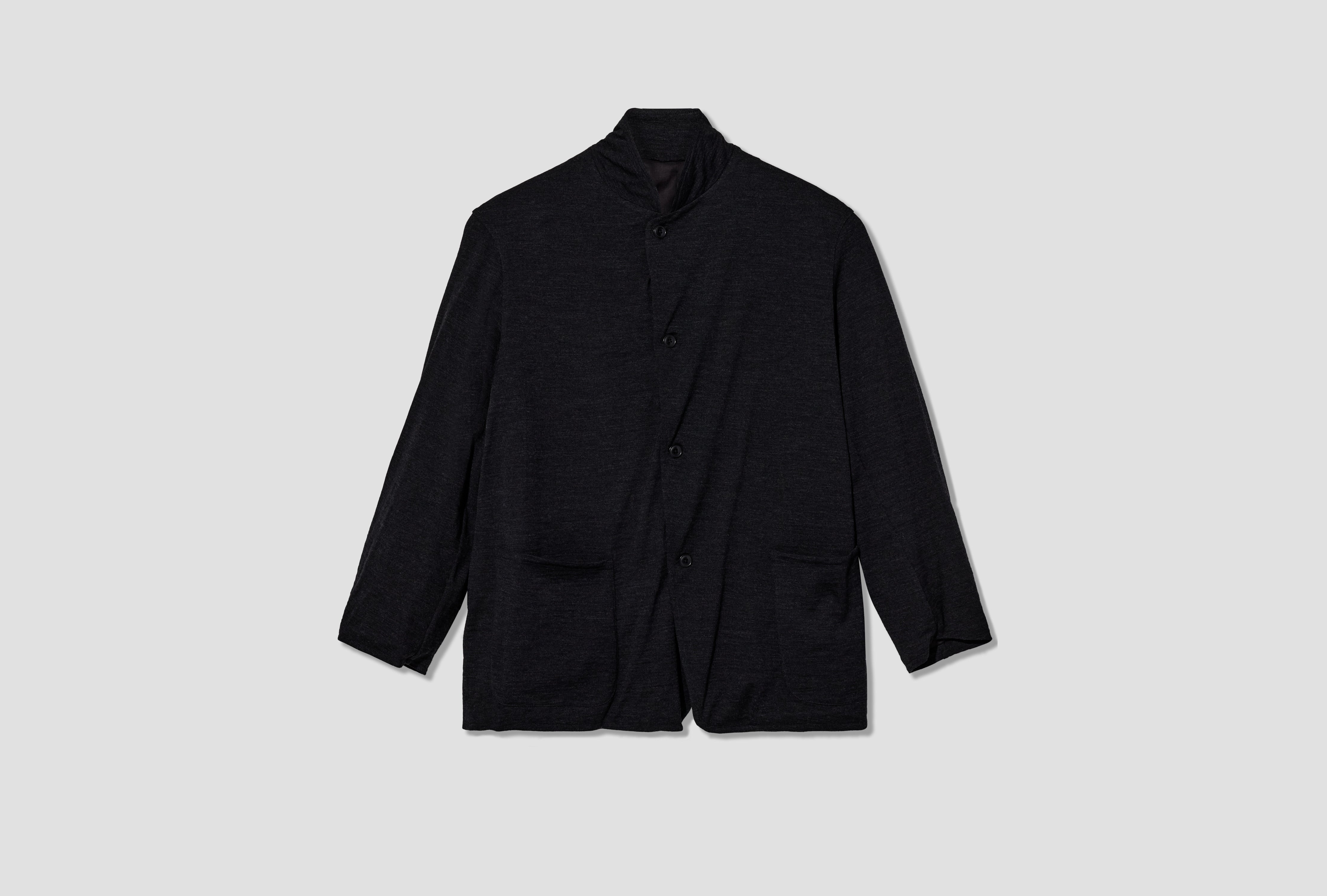 WOOL KNIT JACKET E03-06007 Charcoal