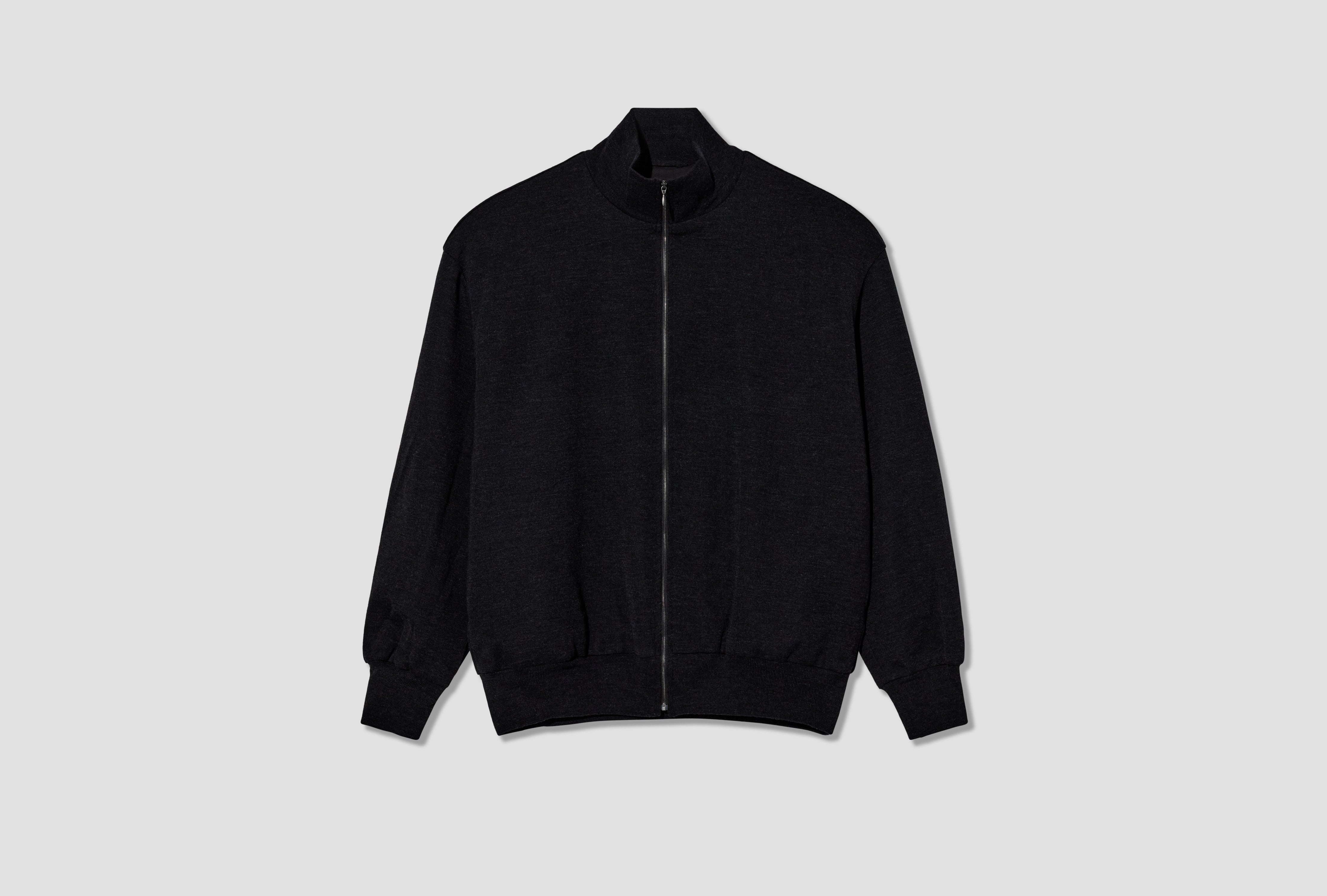 WOOL KNIT TRACK JACKET E03-06029 Charcoal