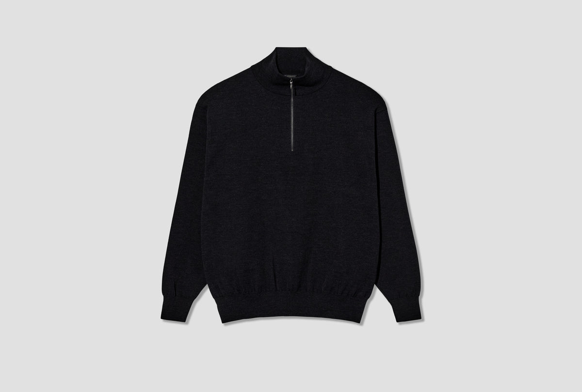 WOOL HALF-ZIP KNIT E03-06030 Charcoal