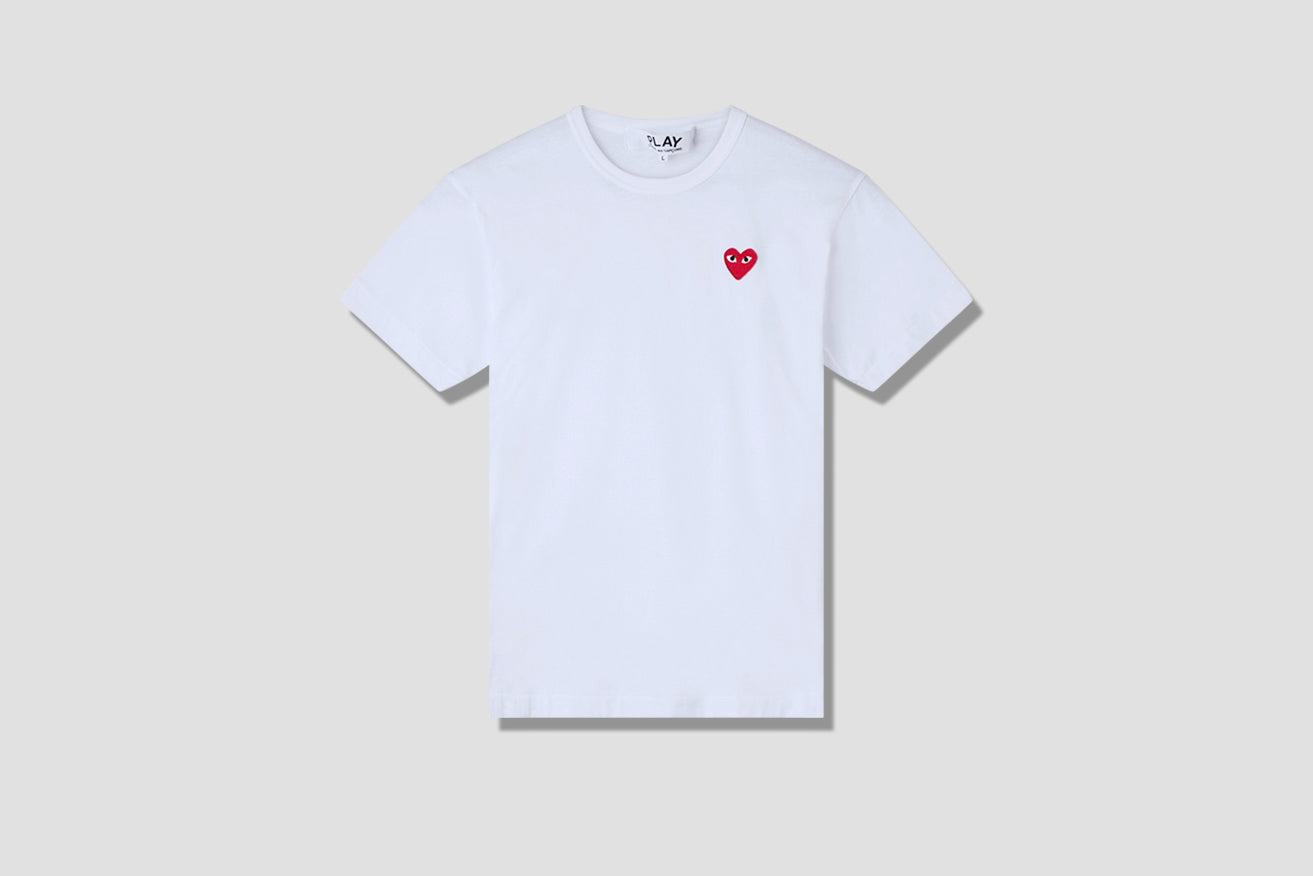 PLAY COMME DES GARÇONS MENS T-SHIRT RED HEART P1T108 White