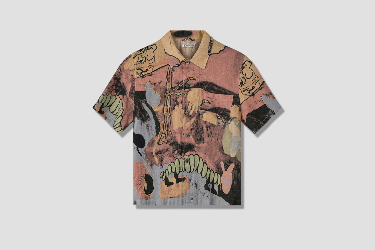 BOX SHIRT SHORT SLEEVE ACID LANDSCAPE PRINT LINEN M2192BA Multi