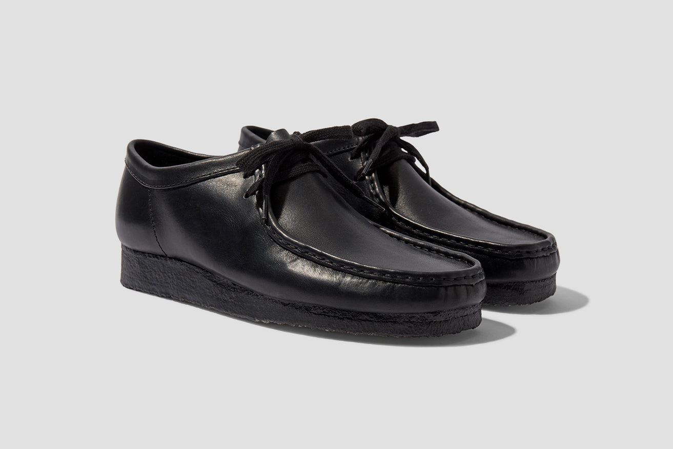 Clarks black hot sale leather trainers