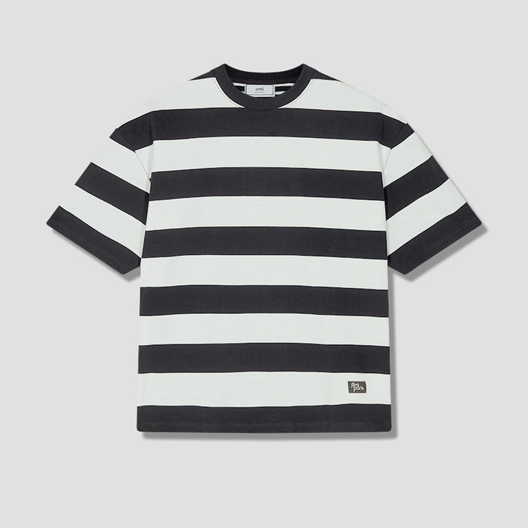 OVERSIZE STRIPED T-SHIRT CONTRASTED FRONT AND BACK A20HJ116.73 Black