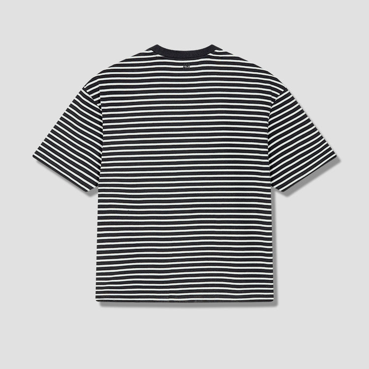 OVERSIZE STRIPED T-SHIRT CONTRASTED FRONT AND BACK A20HJ116.73 Black