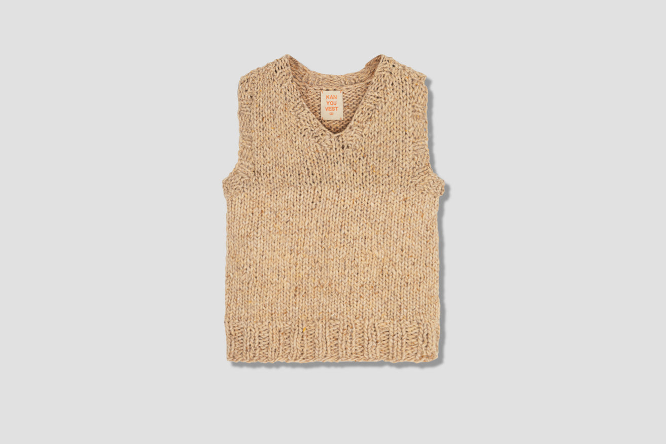 ONE-OFF REPURPOSED YARN VEST 2 Light brown