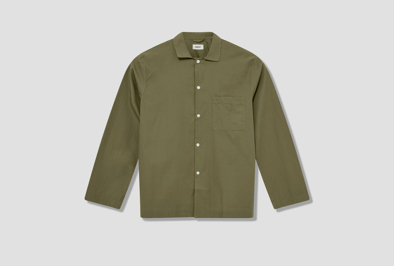 UNISEX SLEEPWEAR LONG SLEEVE SHIRT – POPLIN Olive