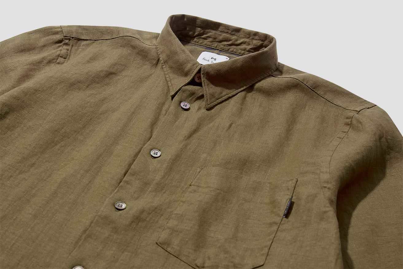 MENS LS TAILORED FIT SHIRT M2R-614P-F20289 Olive