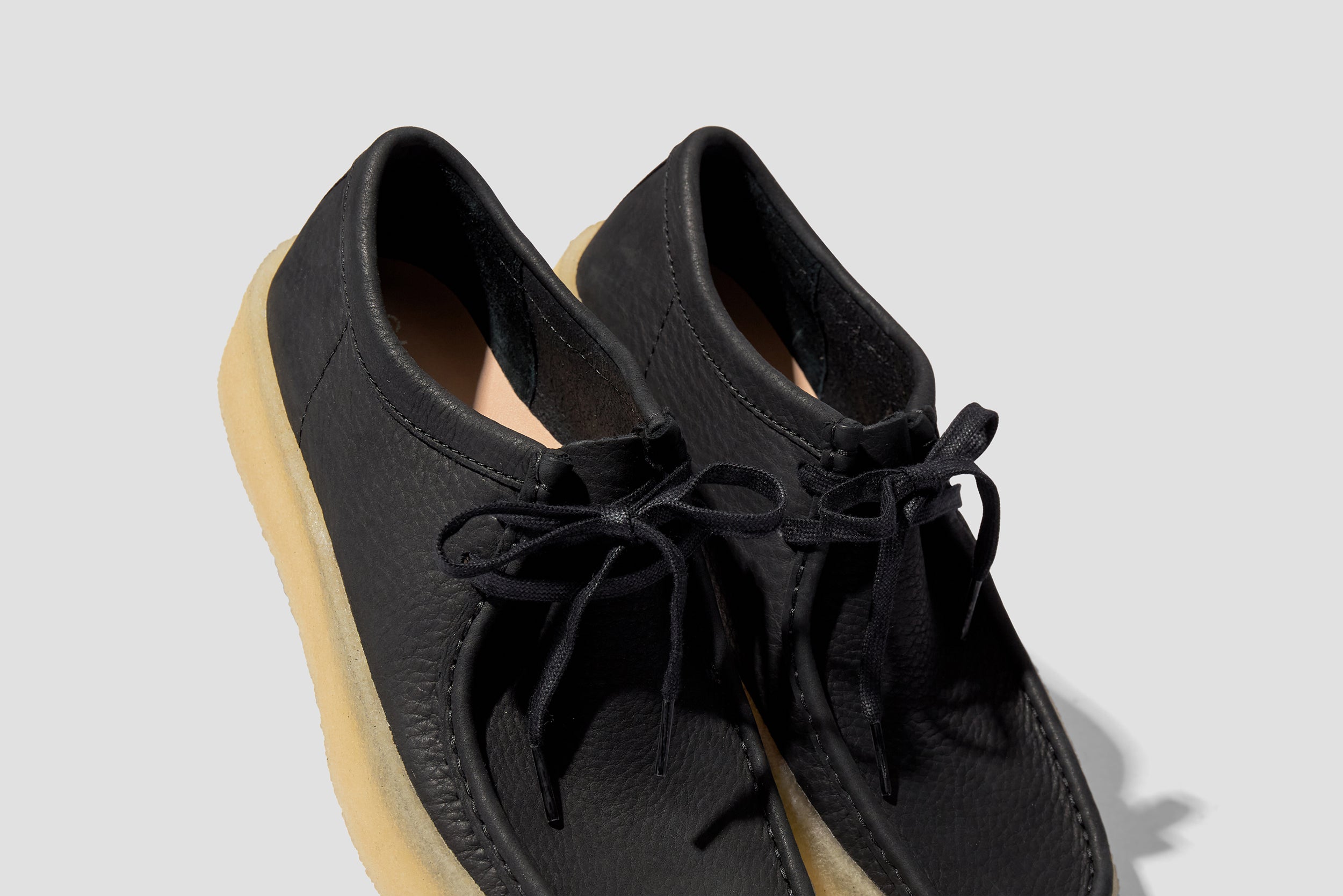 Clarks wallabees cheap black gum sole