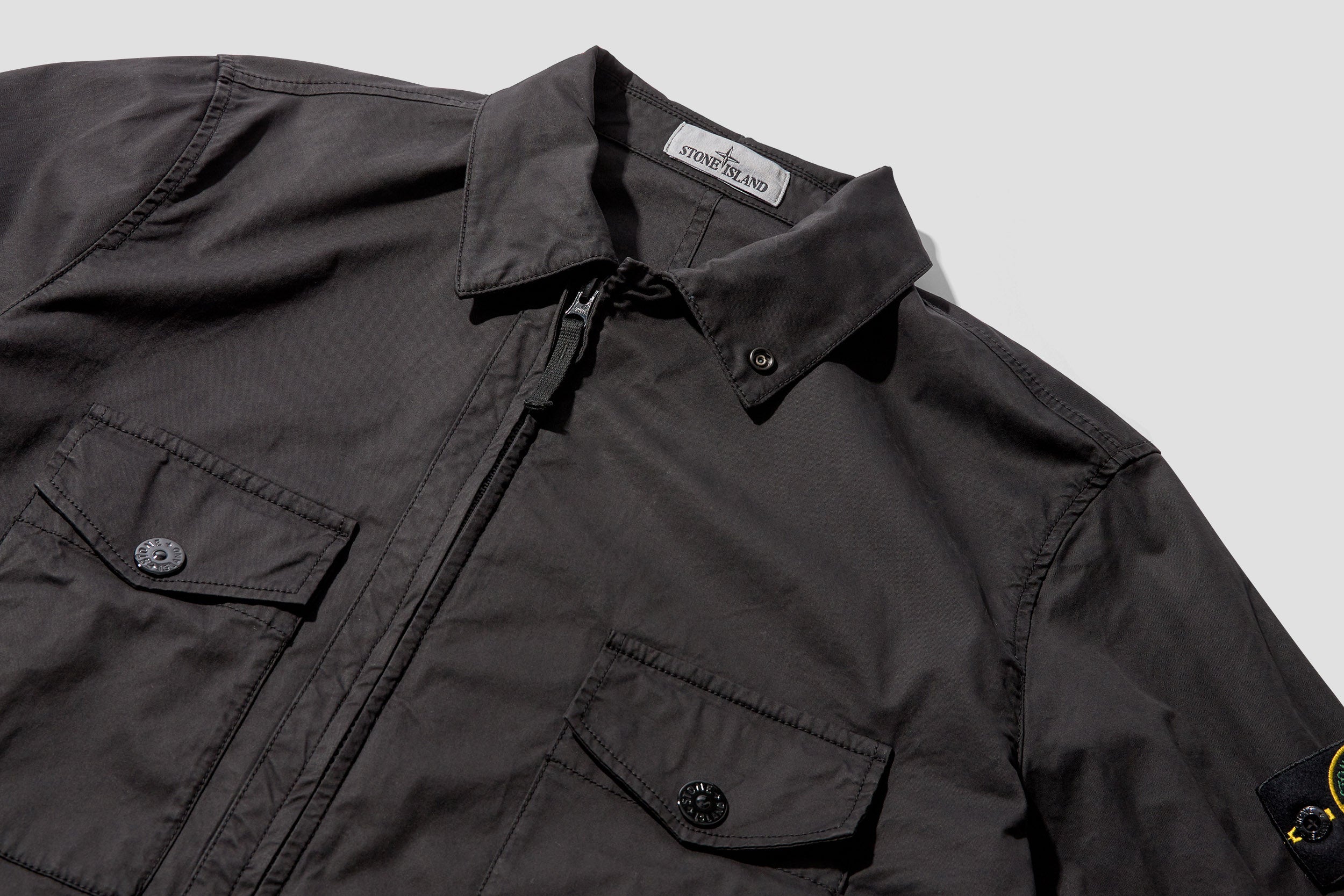 Stone island ghost resin cotton best sale zip overshirt