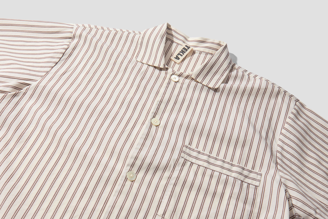 PYJAMAS SHORT SLEEVE SHIRT - COTTON POPLIN Off white