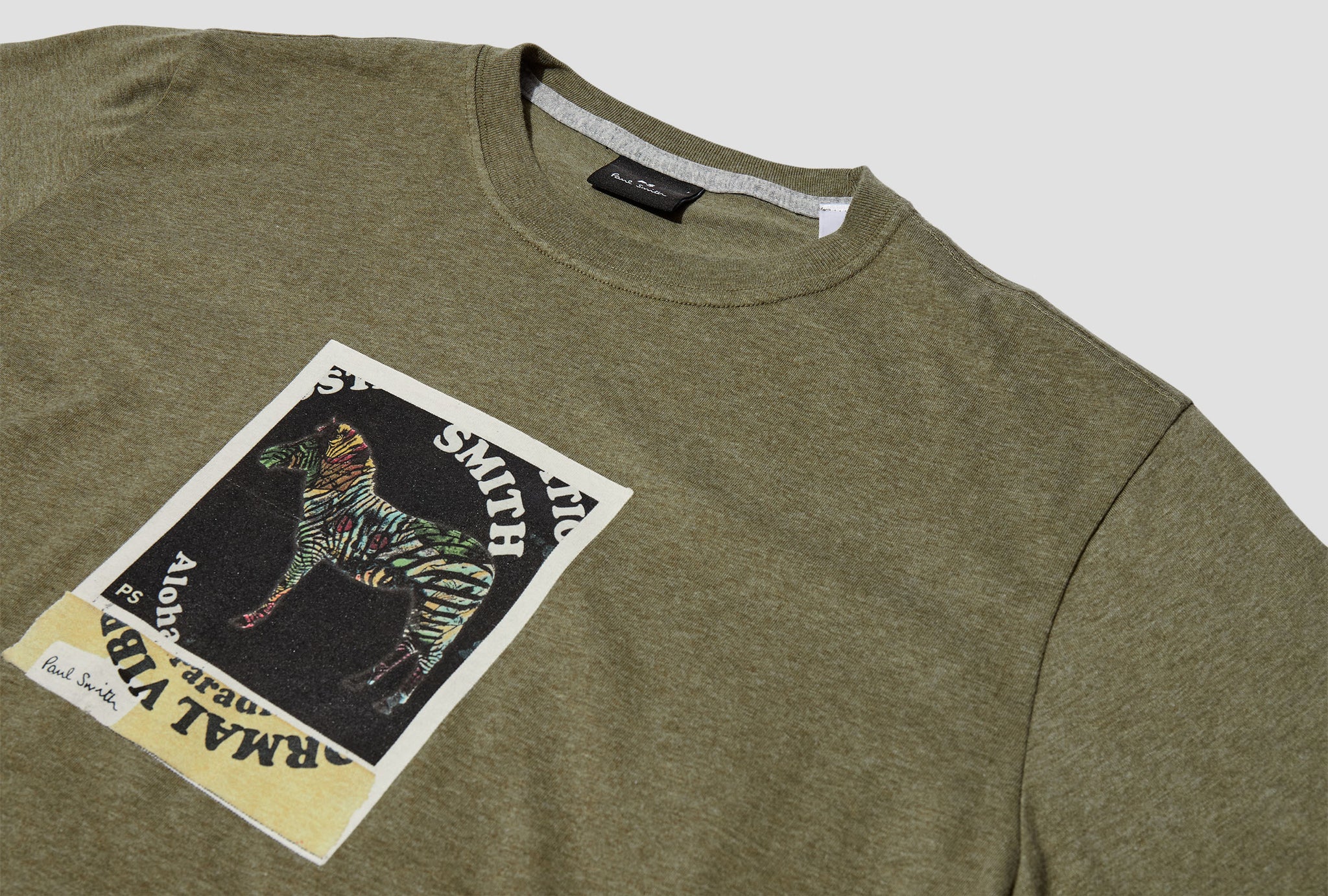 MEN'S 'ZEBRA PHOTO' PRINT COTTON T-SHIRT M2R-011R-GP3051 Khaki