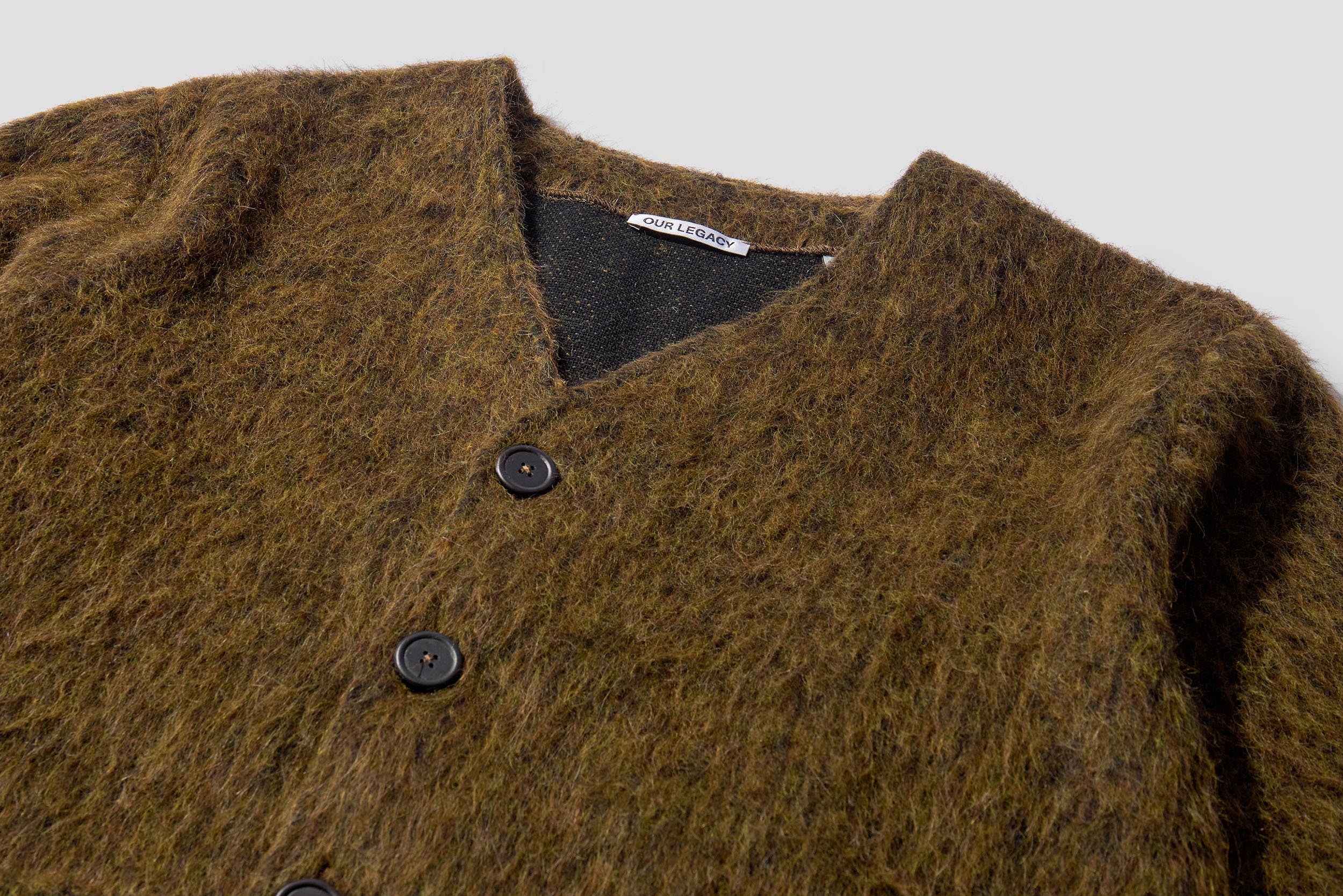 OUR LEGACY CARDIGAN - OLIVE MELANGE MOHAIR M4213CRM Olive – HARRESØ