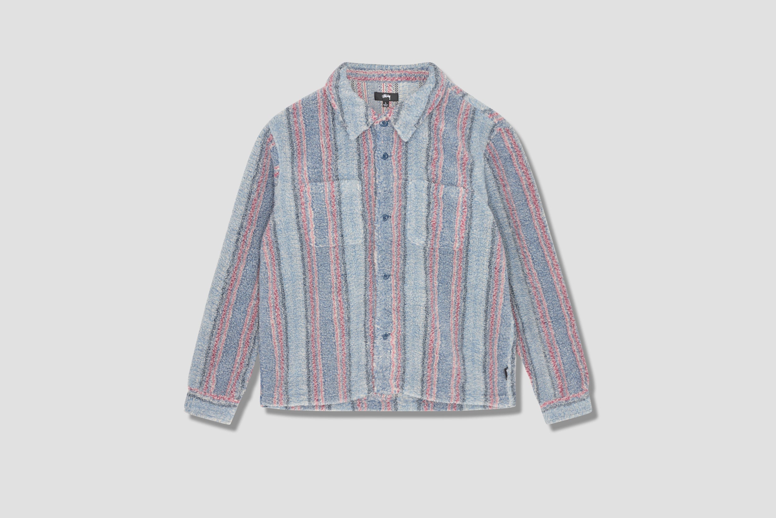 STÜSSY STRIPE SHERPA SHIRT 1110197 Blue – HARRESØ