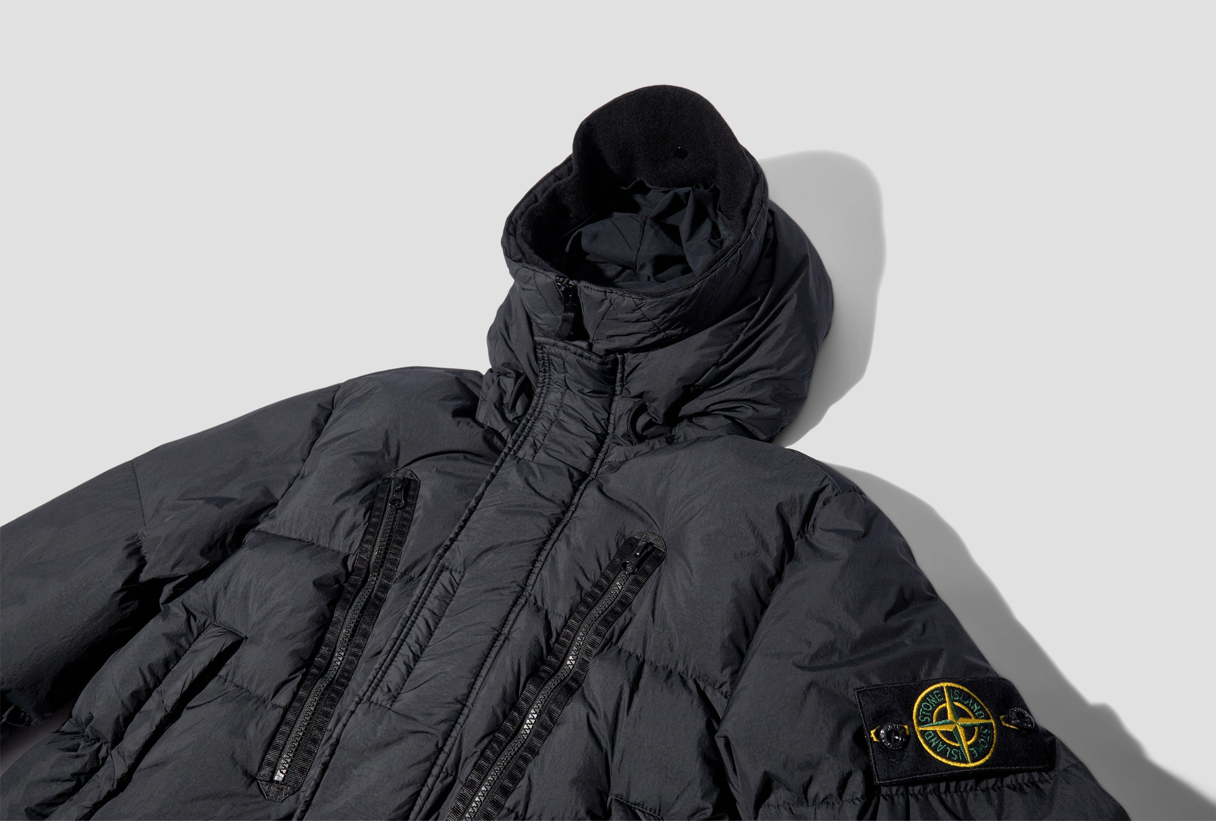 Stone island garment dyed on sale crinkle reps hooded down jacket