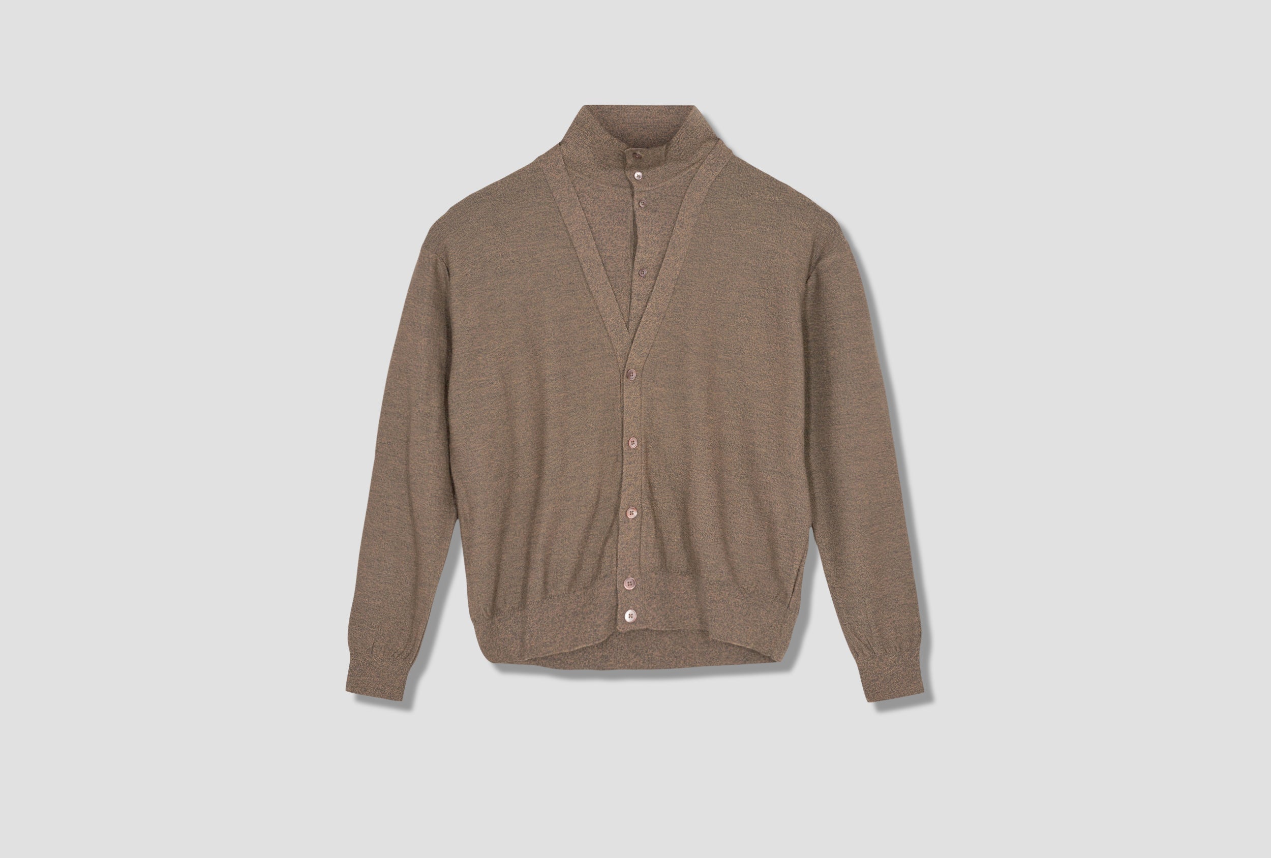 LEMAIRE DOUBLE LAYER CARDIGAN M 213 KN319 LK087 Light brown – HARRESØ