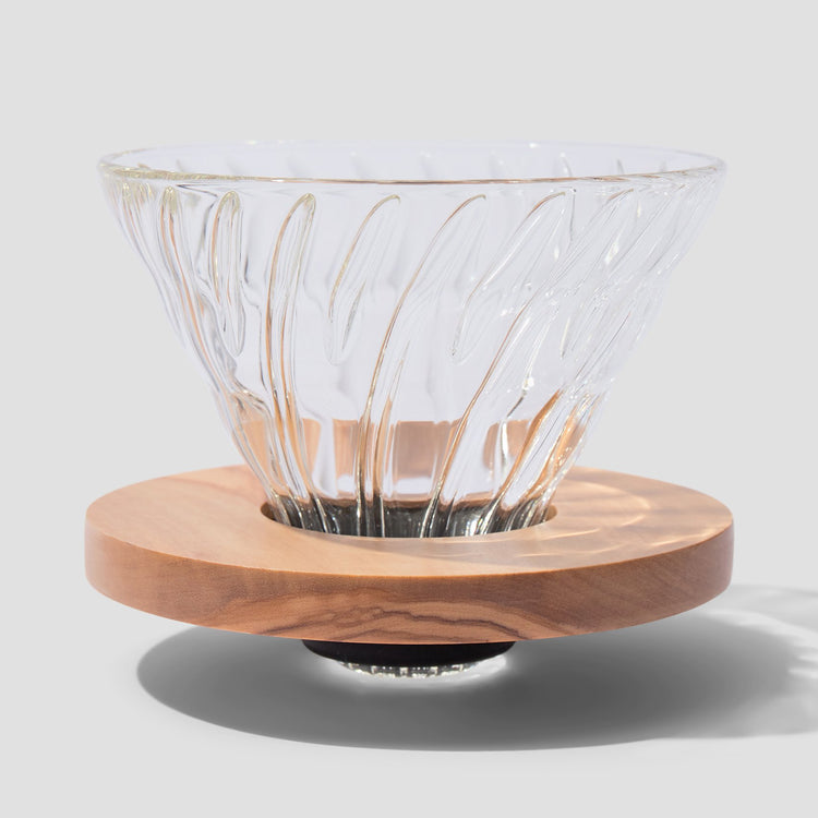 Glass and Olivewood V60 Dripper