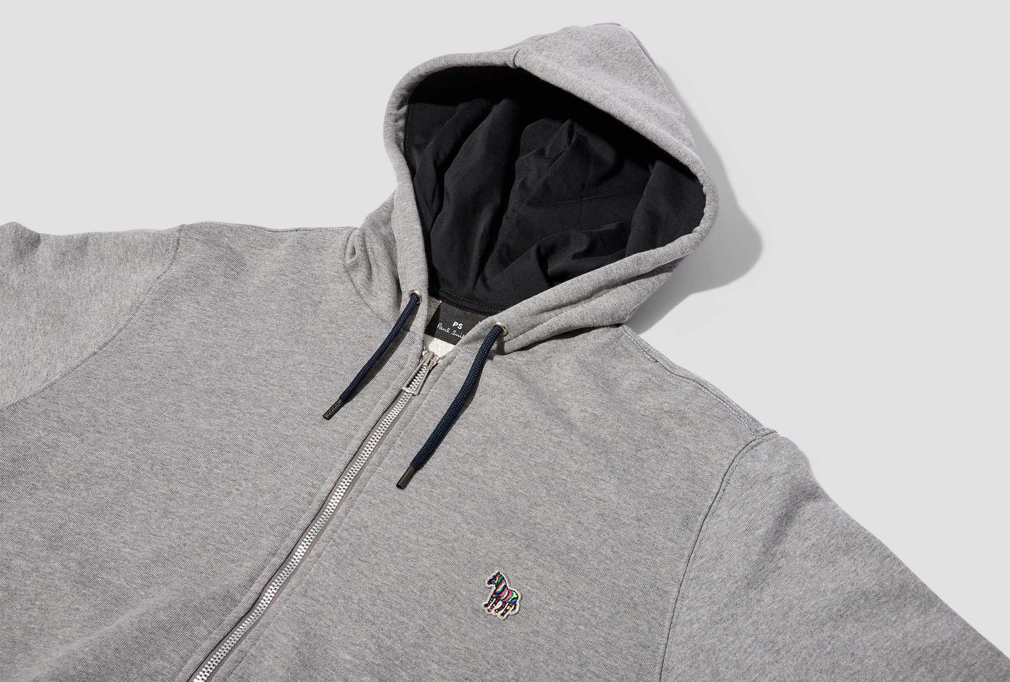 MEN'S COTTON ZIP-FRONT ZEBRA LOGO HOODIE M2R-360R-FZEBRA Grey