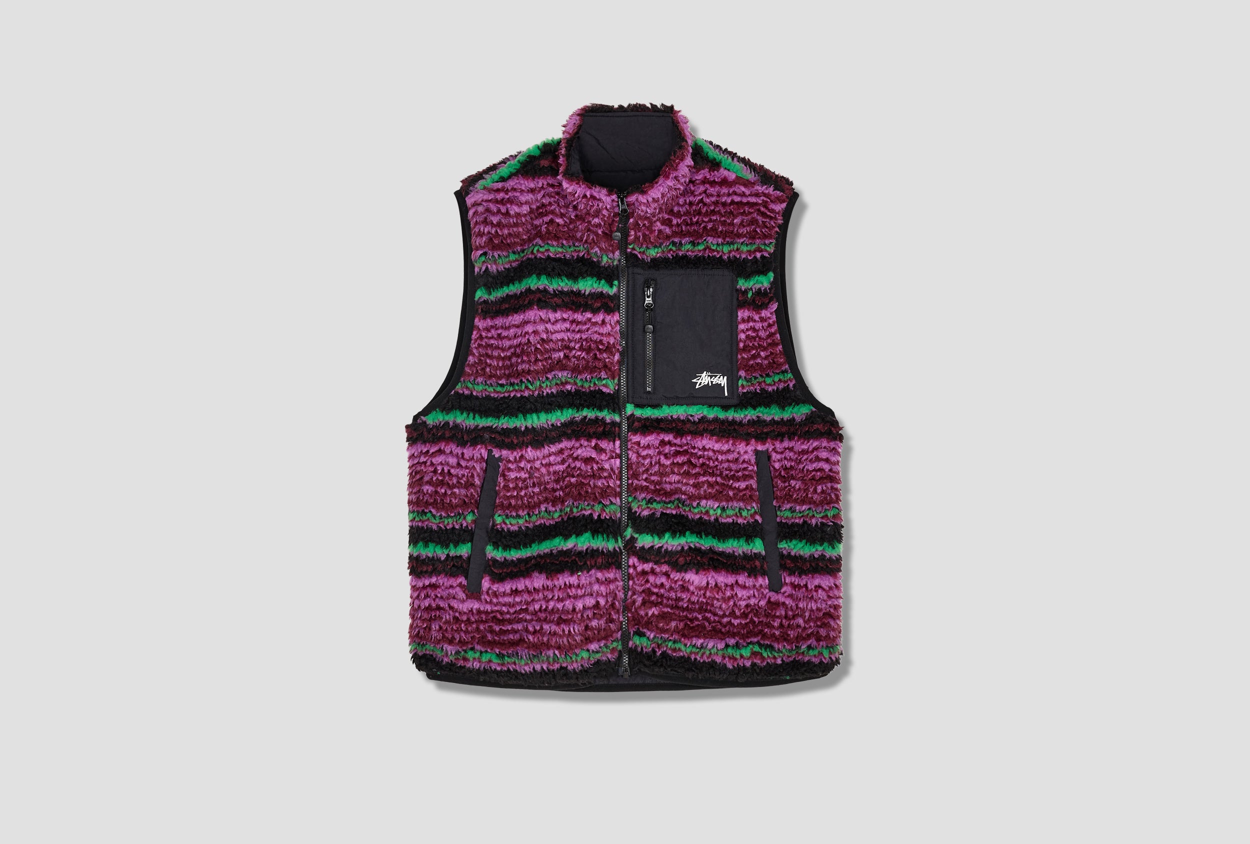 STÜSSY STRIPED SHERPA VEST 118468 Purple – HARRESØ