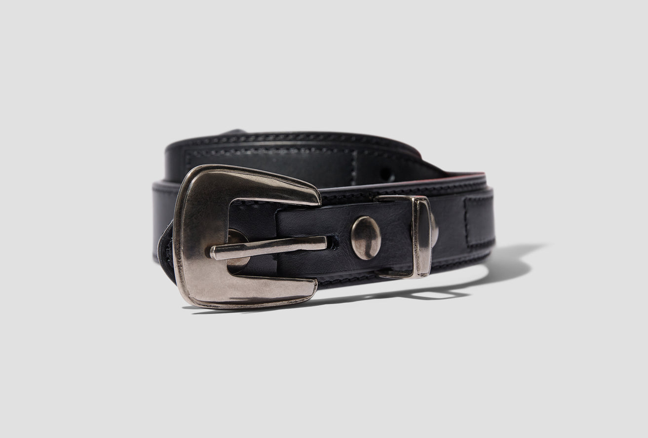 MINIMAL WESTERN BELT - COW LEATHER BT111 LL145 Black