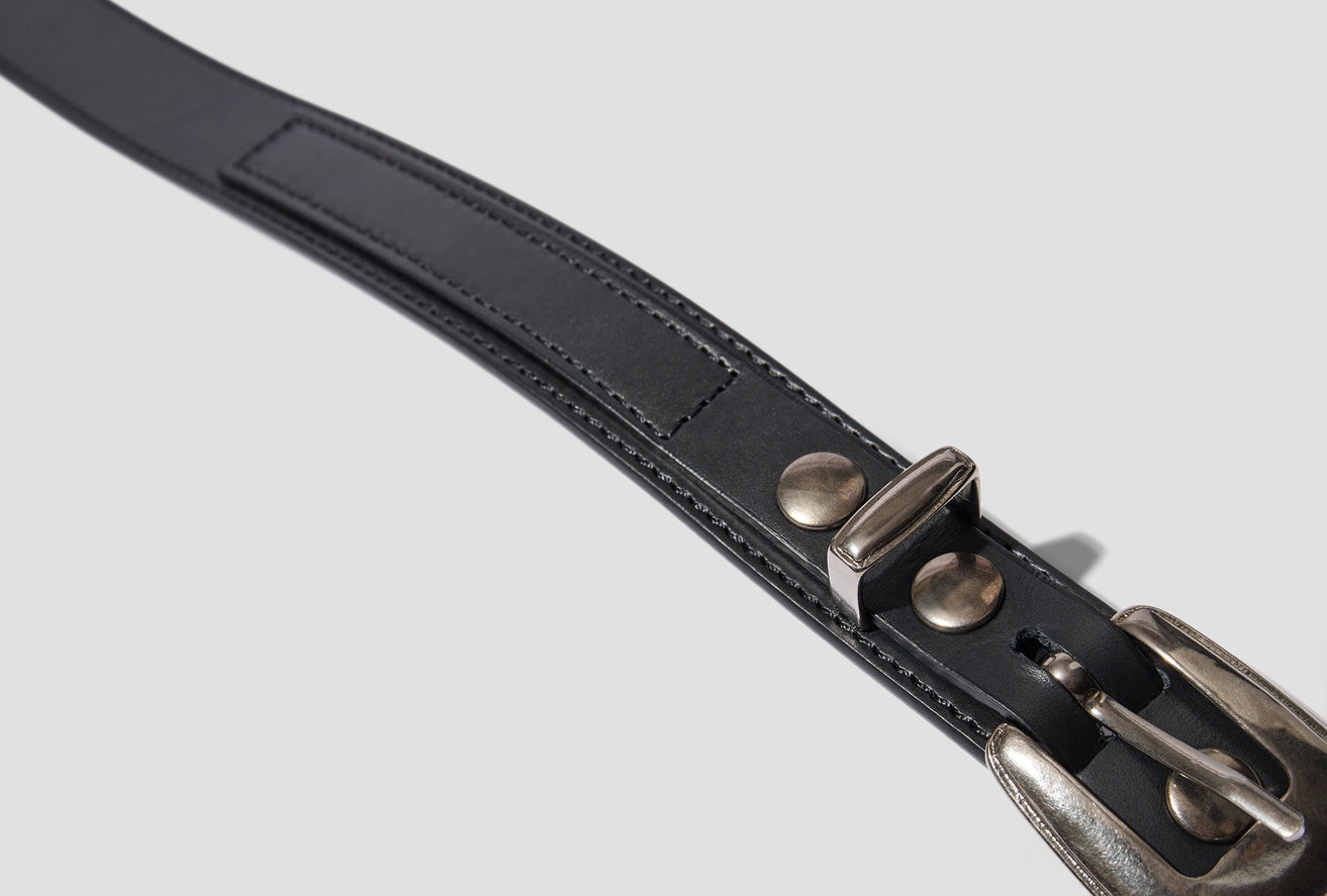 MINIMAL WESTERN BELT - COW LEATHER BT111 LL145 Black