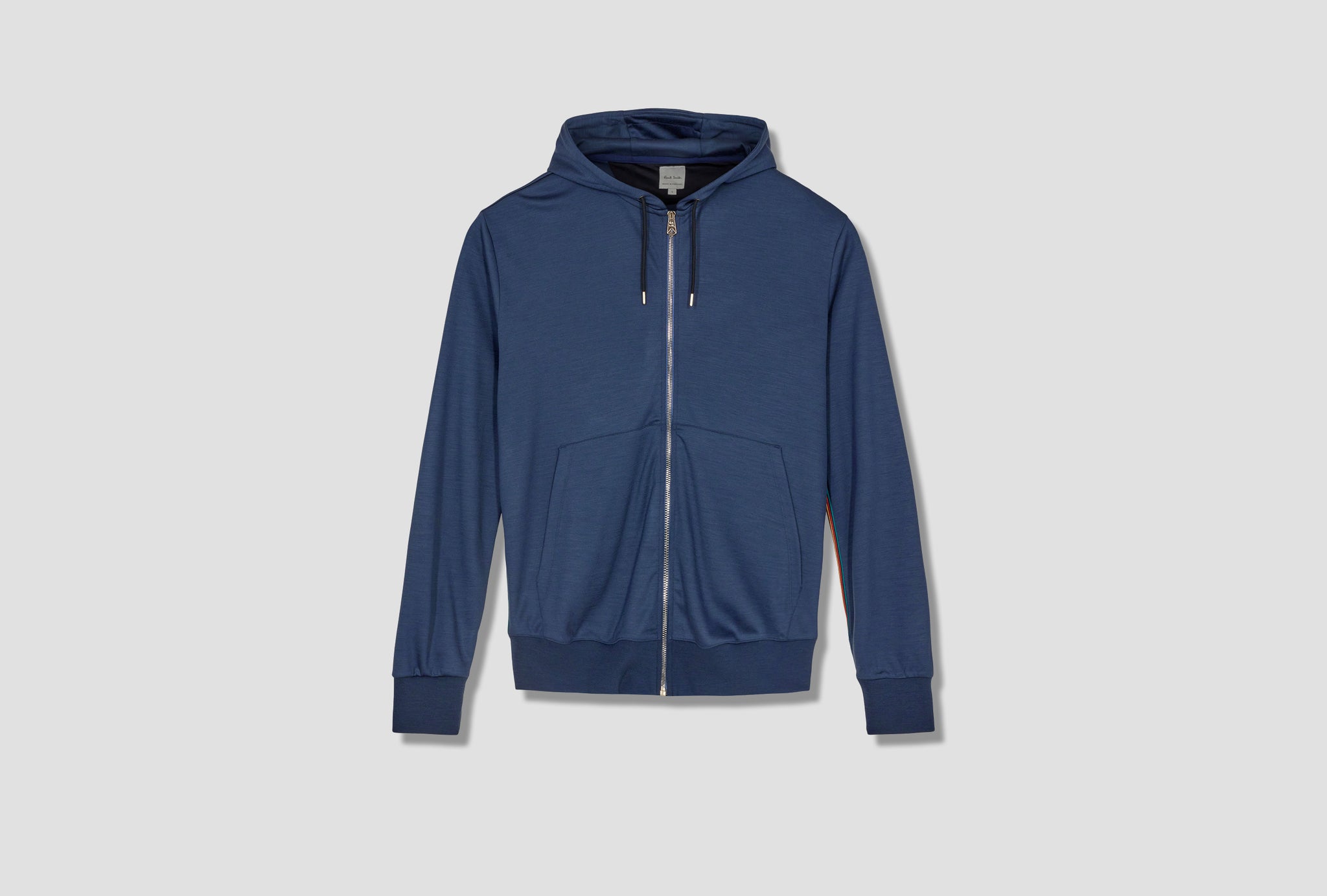 MEN'S ZIP-FRONT WOOL HOODIE WITH 'ARTIST STRIPE' TRIM M1R-300S-H00035 Blue