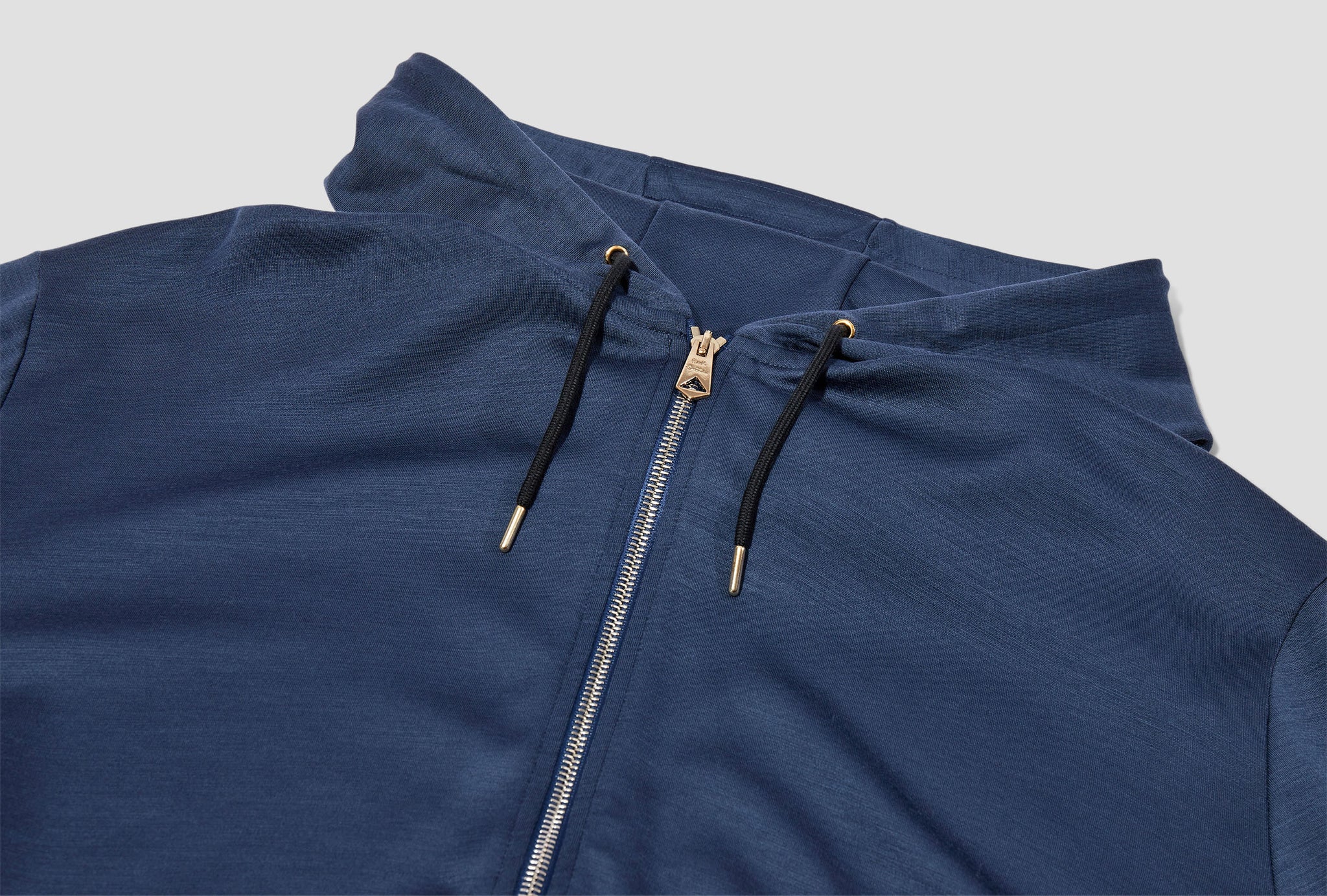 MEN'S ZIP-FRONT WOOL HOODIE WITH 'ARTIST STRIPE' TRIM M1R-300S-H00035 Blue