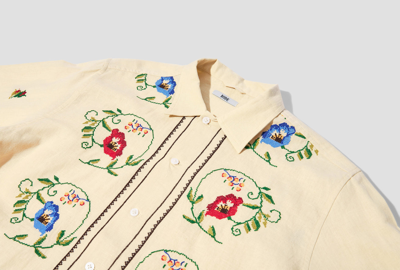 MORNING GLORY EMBROIDERED LONG SLEEVE SHIRT MR24SH07.C016 Beige