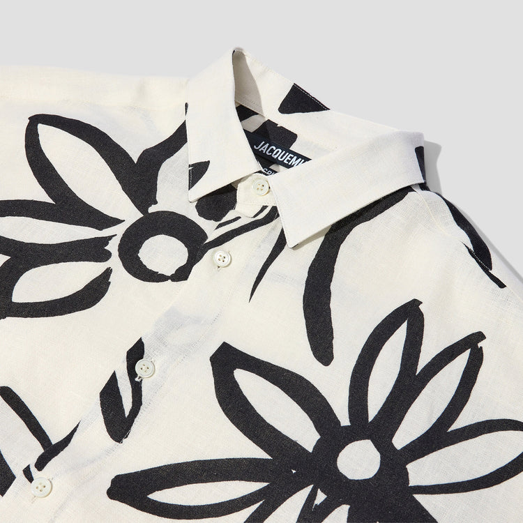LA CHEMISE SIMON - PRINT BLACK/WHITE FLOWERS 216SH001-1050 Off white