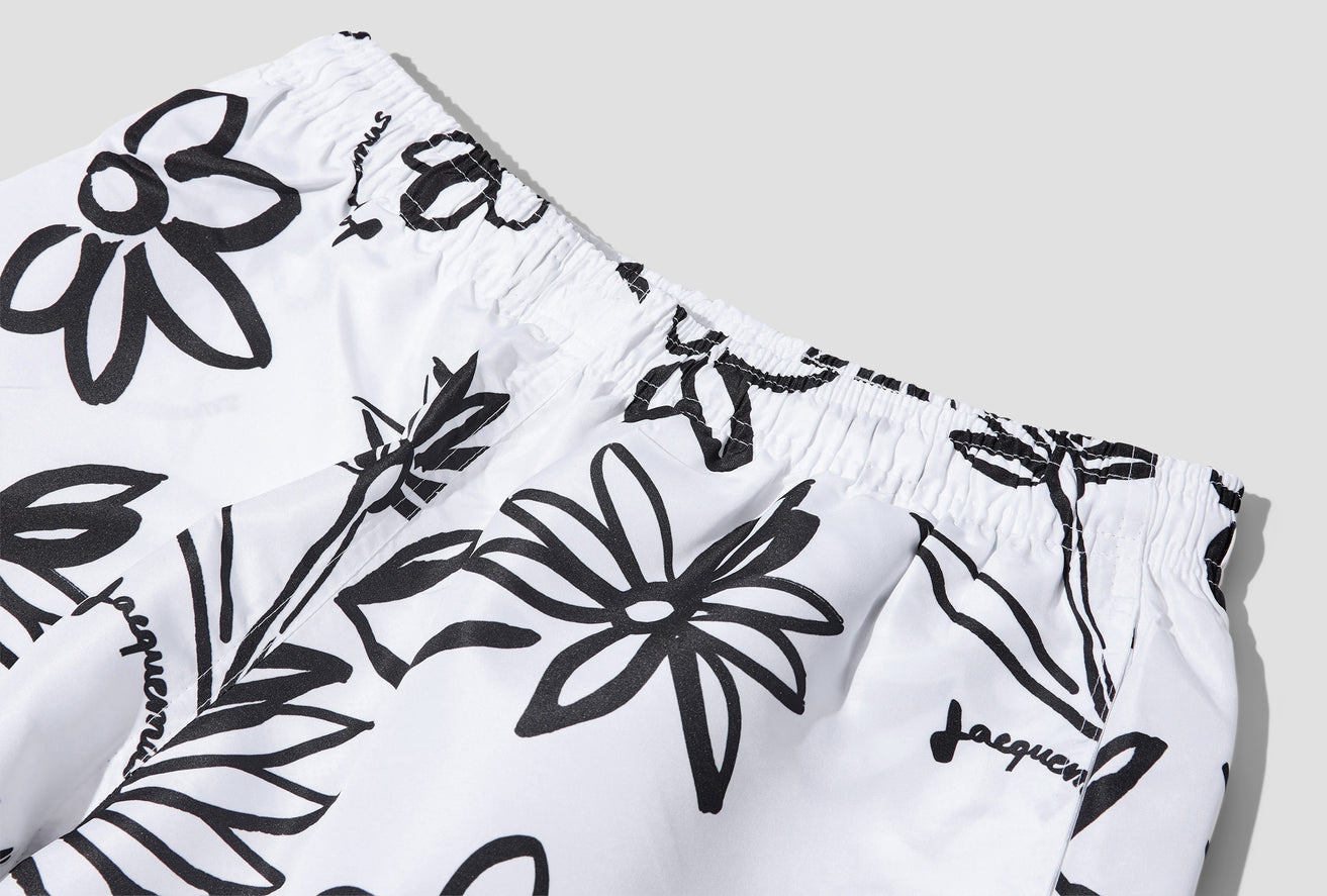 LE MAILLOT PEINTURE - PRINT BLACK/WHITE FLOWERS 225PA107-1044 White