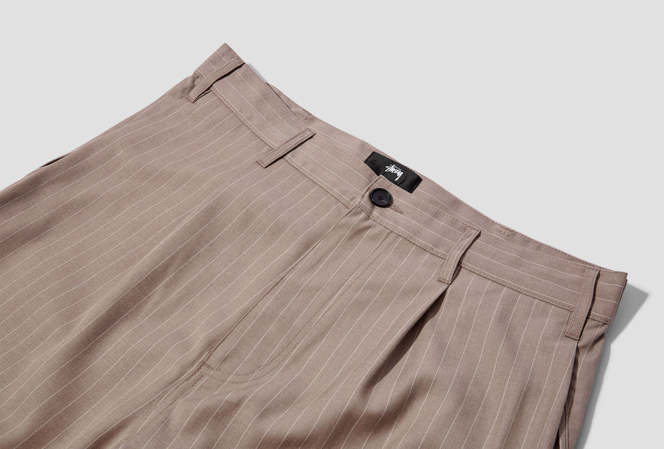 STRIPED VOLUME PLEATED TROUSER 116538 Light brown