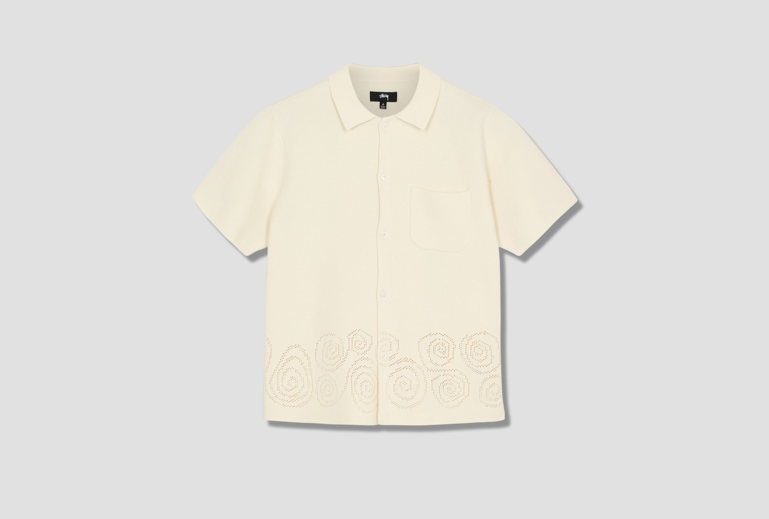 STÜSSY SHIRT PERFORATED SWIRL KNIT SHIRT 117109 Off white – HARRESØ